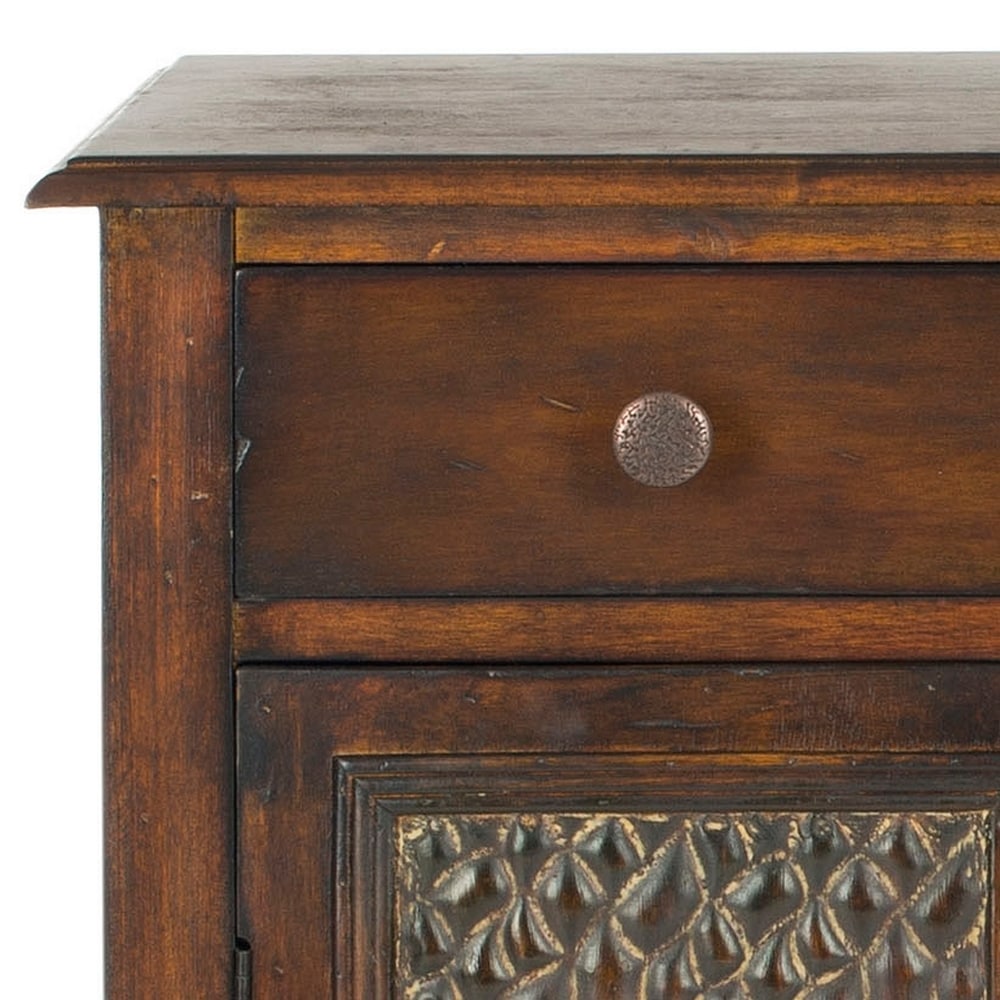 Herbert Dark Brown Solid Birch Accent Cabinet with Brass Knobs