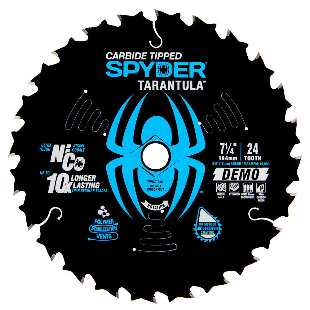 Spyder 13006 Demolition 7-1/4-in 24 -Tooth Rough Finish Tungsten carbide-tipped steel Circular saw blade Individual