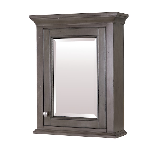 Craft Main Brantley 22 In X 28 Surface Mount Distressed Grey Mirrored Soft Close Medicine Cabinet The Cabinets Department At Lowes Com