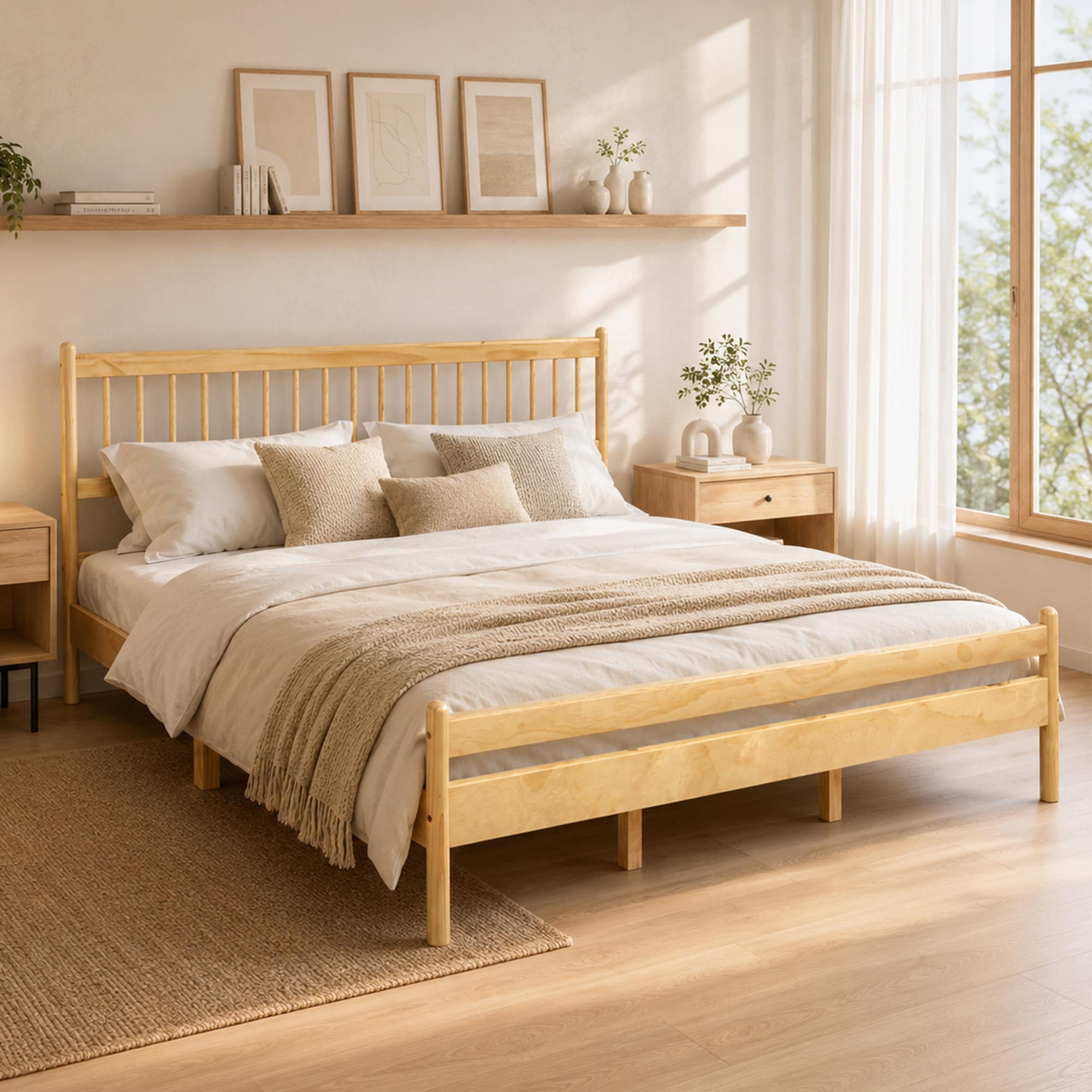 KTMBDW Wood Platform Bed Frame with Headboard and Footboard-Wood Slat ...