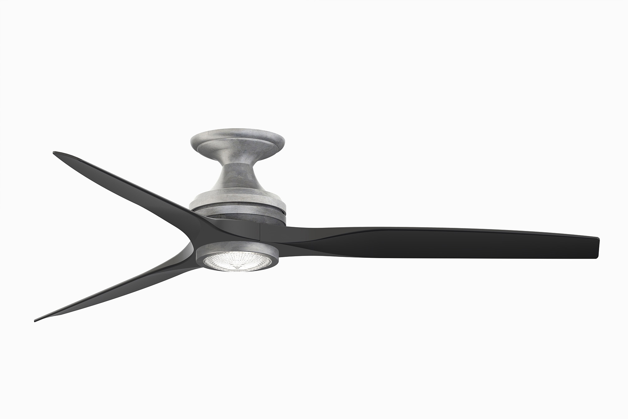Fanimation FP6721BGZ-60BL-LK-F Spitfire 60-Inches Galvanized with Black Blades Integrated LED Fixture Indoor/Outdoor Flush mount Propeller Ceiling Fan With Light and Remote ( 3 -Blade)