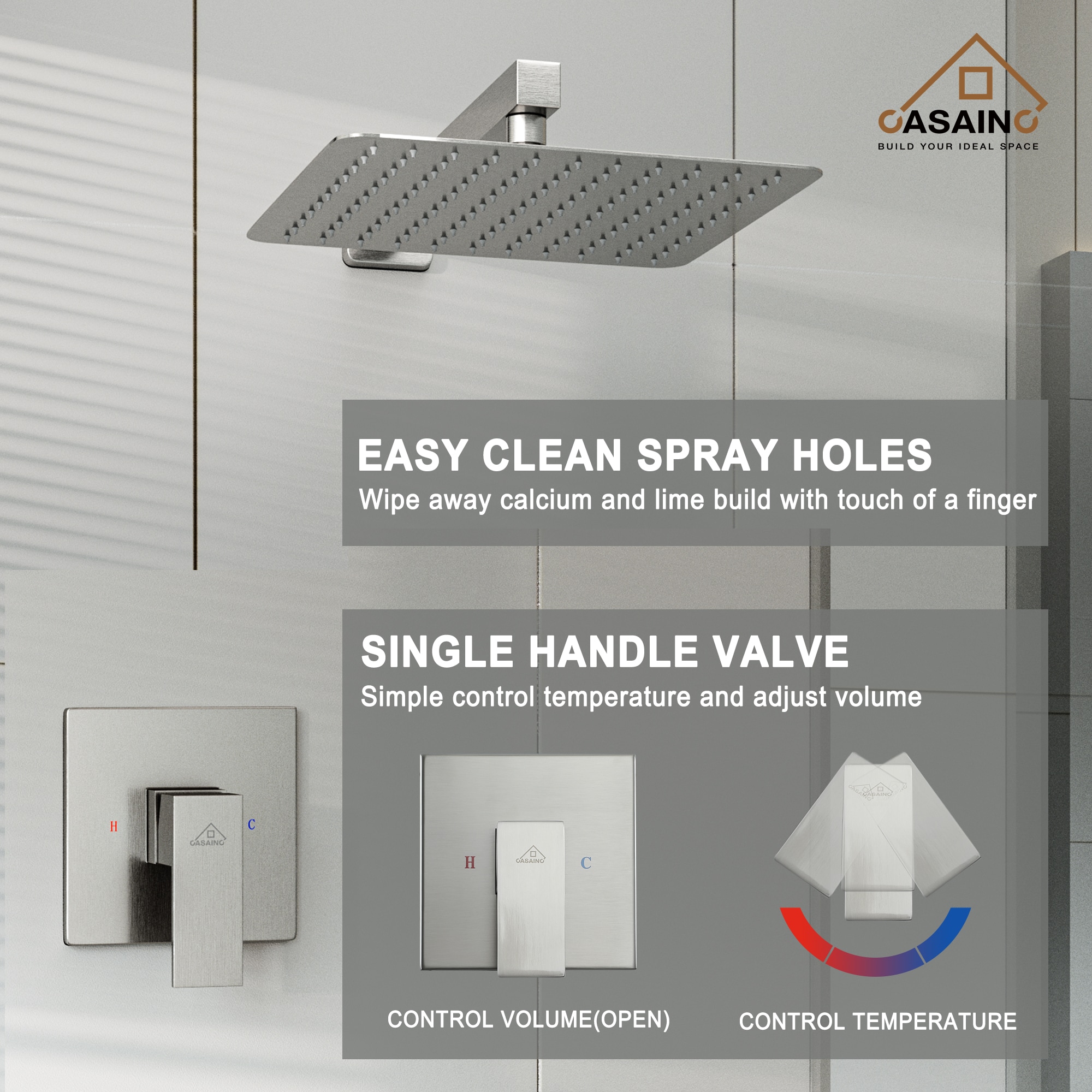 CASAINC OY-96A1001-CP Showerhead-Bar-Panels - View #7