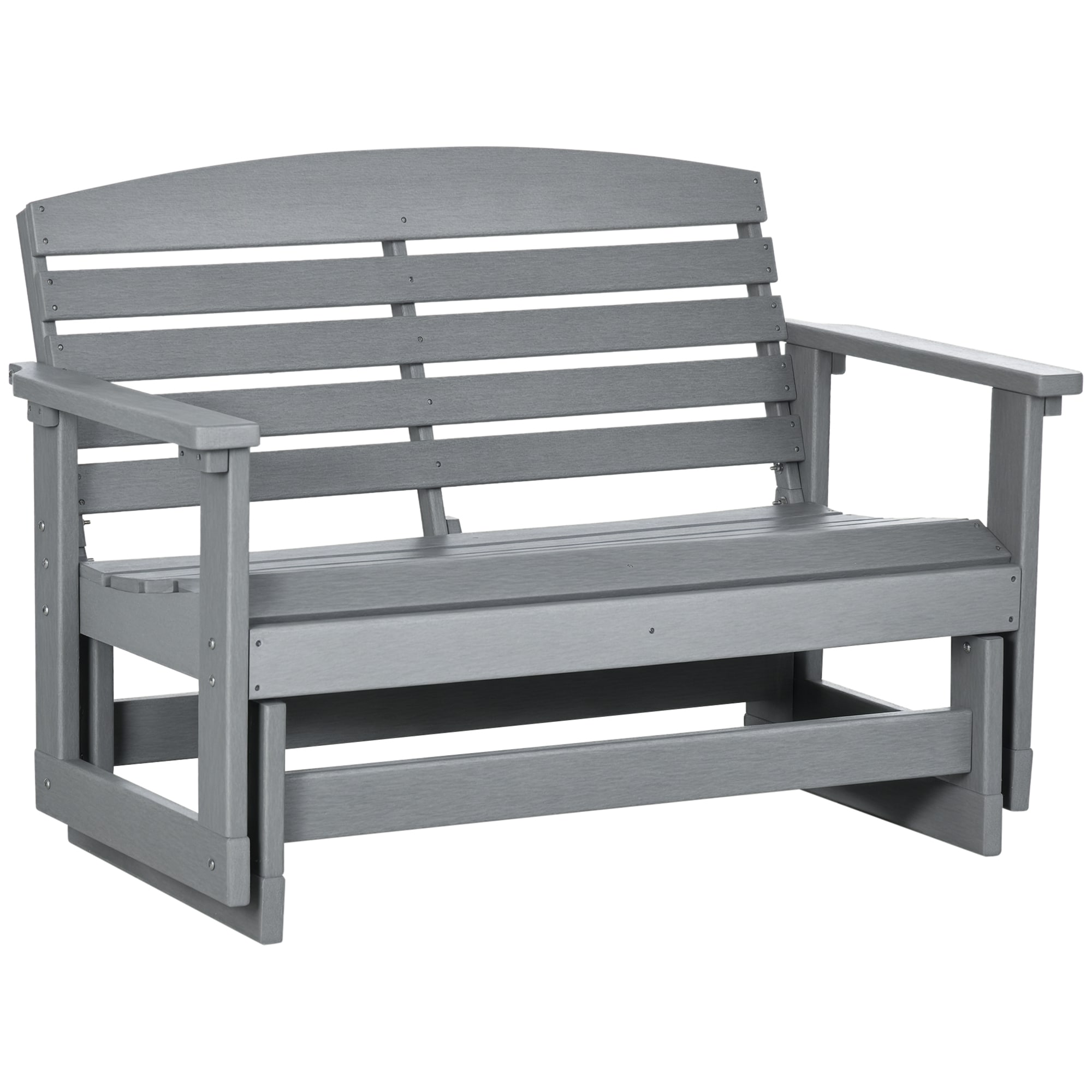 Outsunny 84G-025V00LG 2Person Outdoor Glider Bench Patio Double Swing Rocking Chair Loveseat w/ Slatted HDPE Frame for Backyard Garden Porch Light Gray