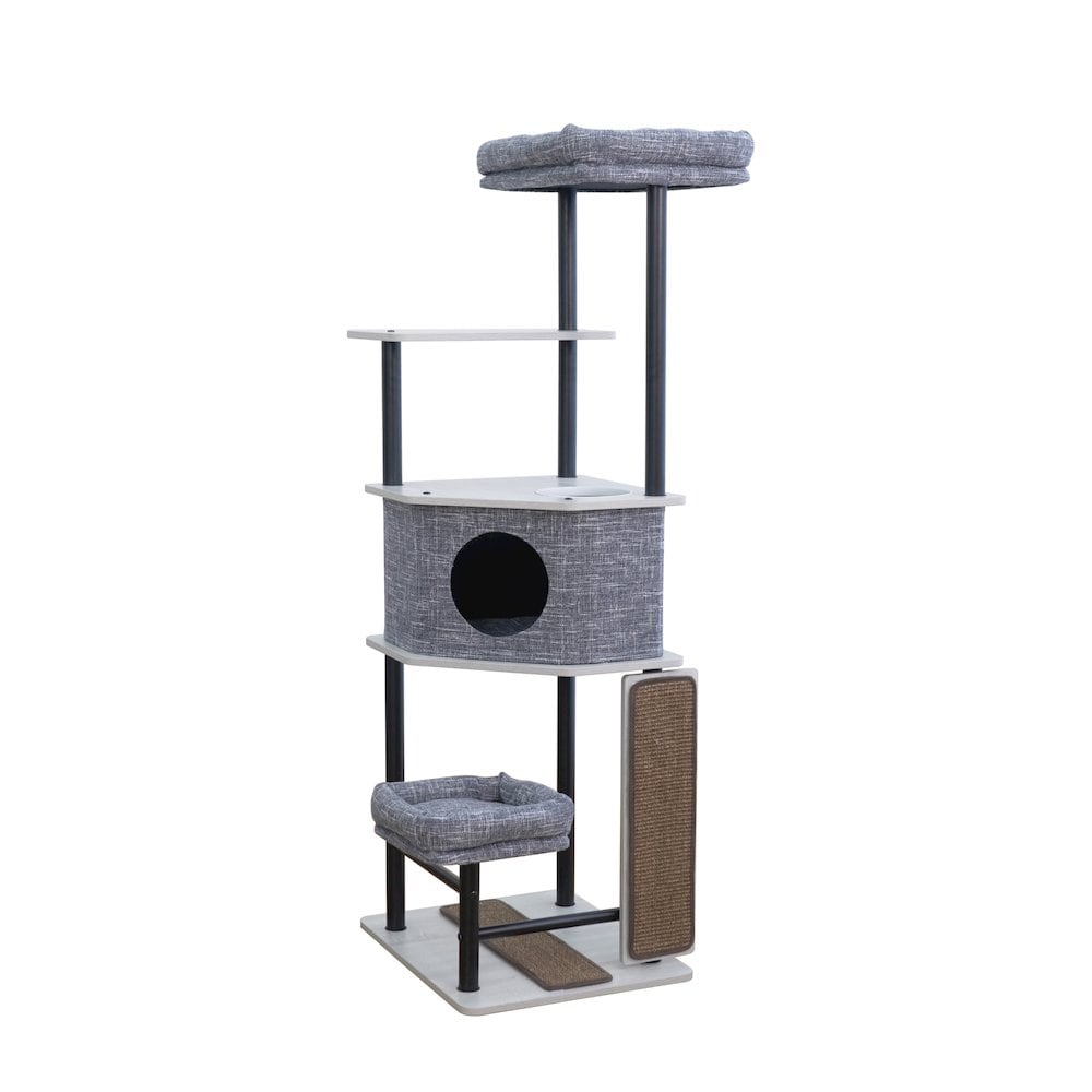 PetPals - 54 in Grayson Industrial Modern Cat Tree Grey