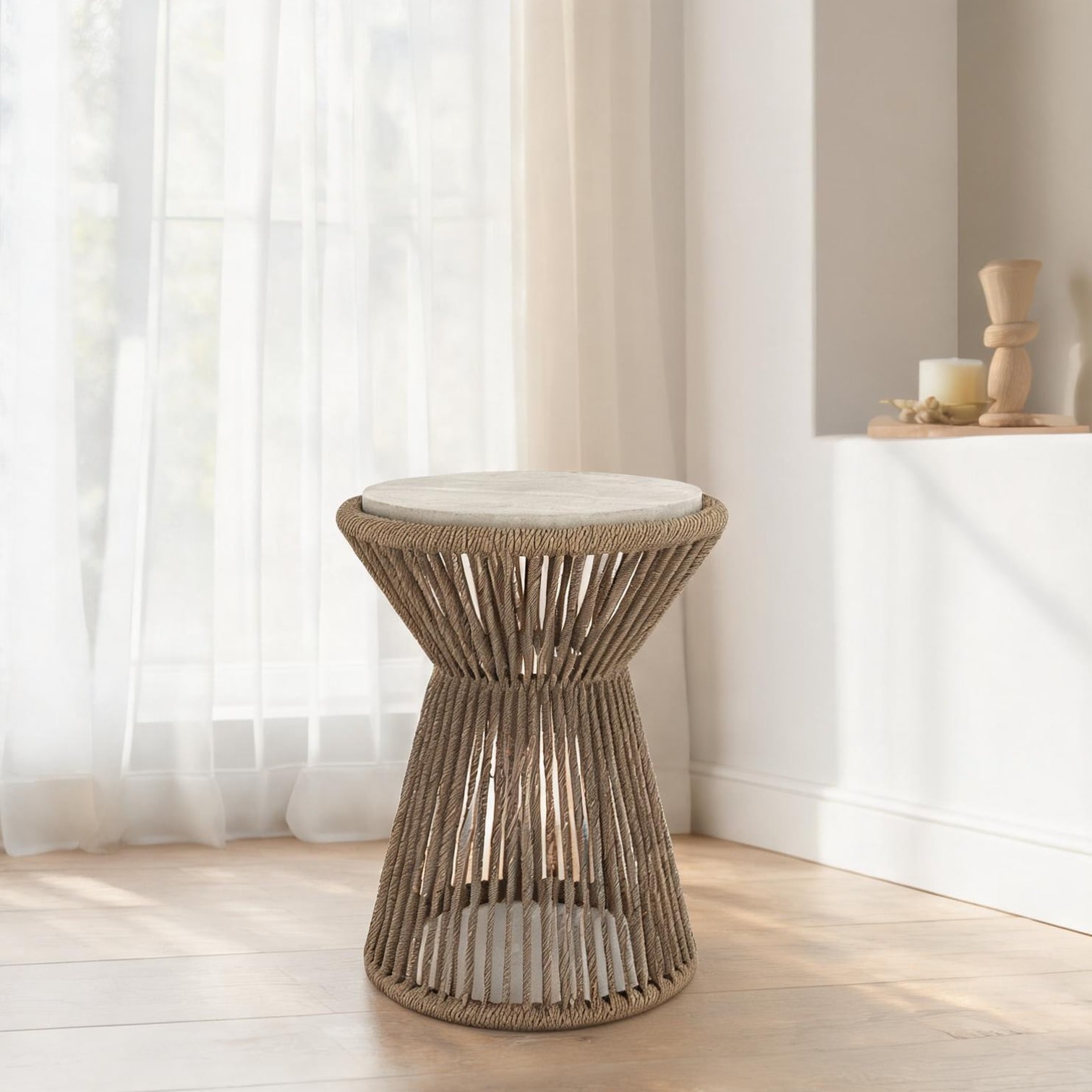 chillscreamni 22-Inch Coastal Rope Accent Table with Wrapped Rope ...