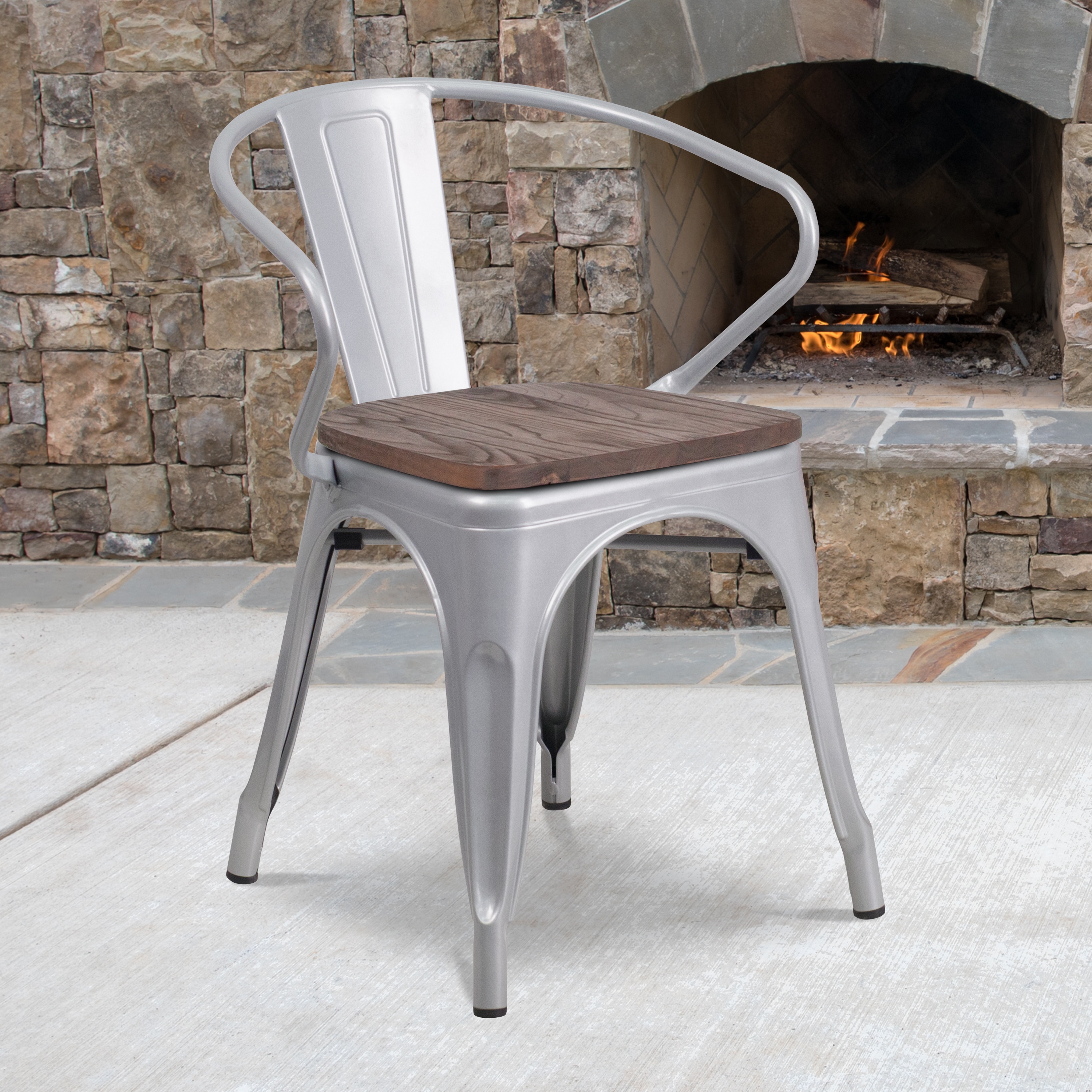 Flash Furniture 889142874027 Contemporary/Modern Dining Arm Chair (Metal Frame)