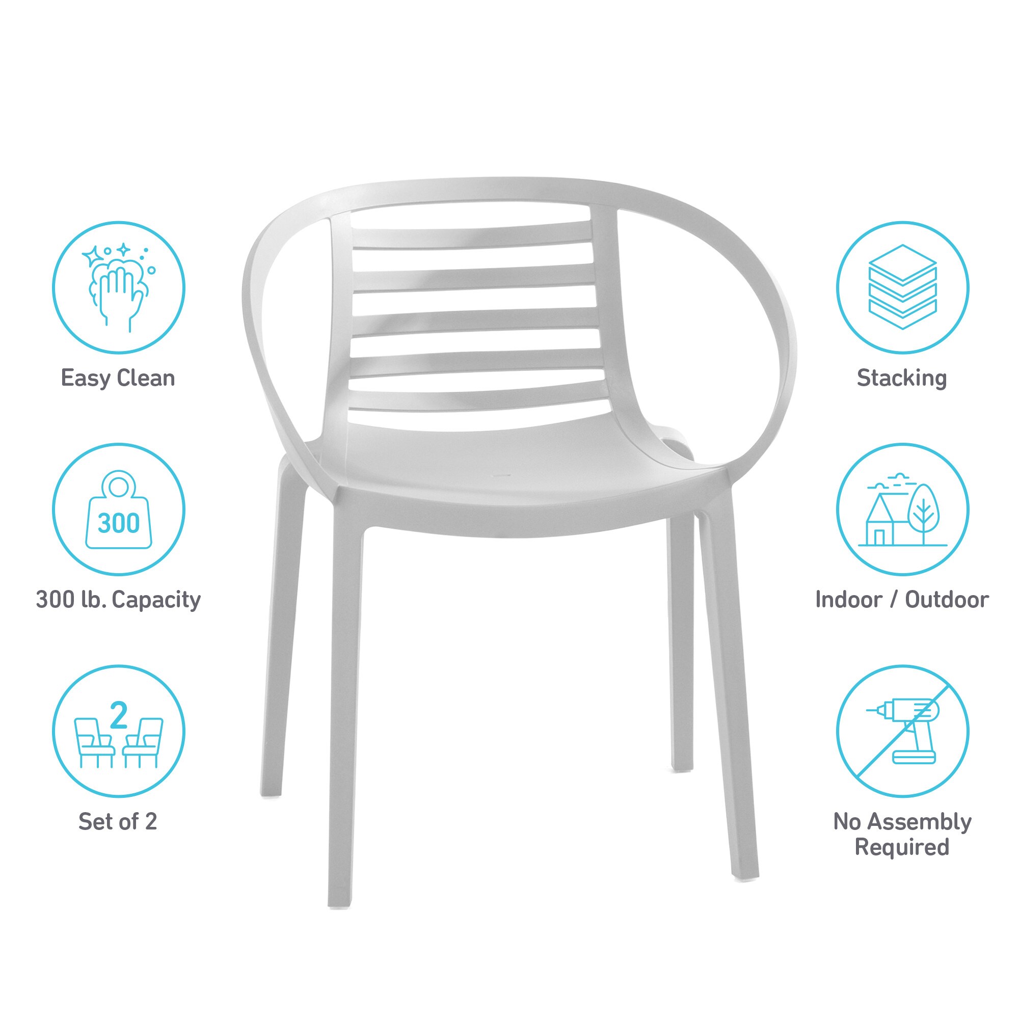World Rug Gallery MA8058WHITE2 Patio-Chairs - View #3
