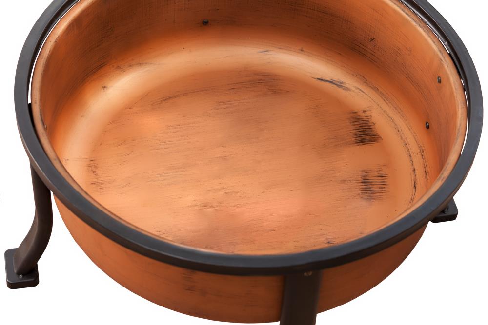 Copper Finish Round Wood Burning Fire Pit with Mesh Screen