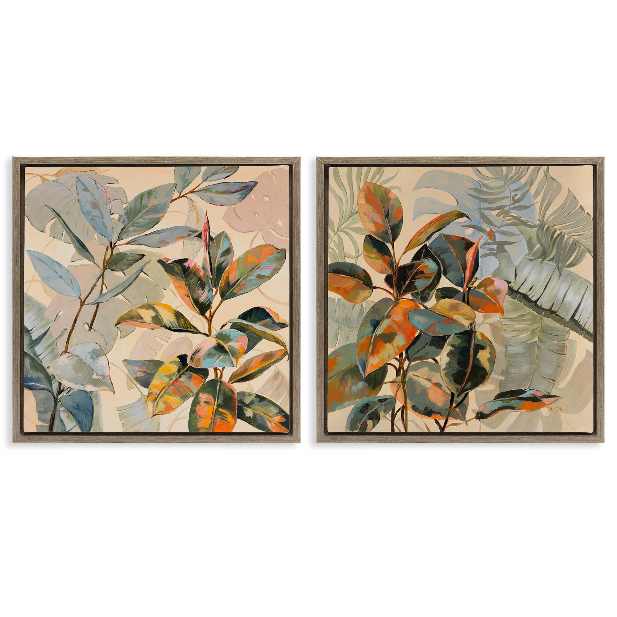 Stupell Industries B2-797-FFE-2PC-24X24 Neutral Tropical Organics 2pc Floating Frame Set design by Dusza