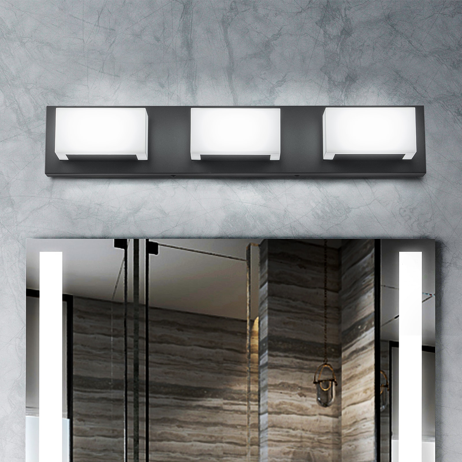 EDISLIVE Y81010000070928 24-in 3 -Light Matte Black Integrated LED Modern/contemporary Vanity light