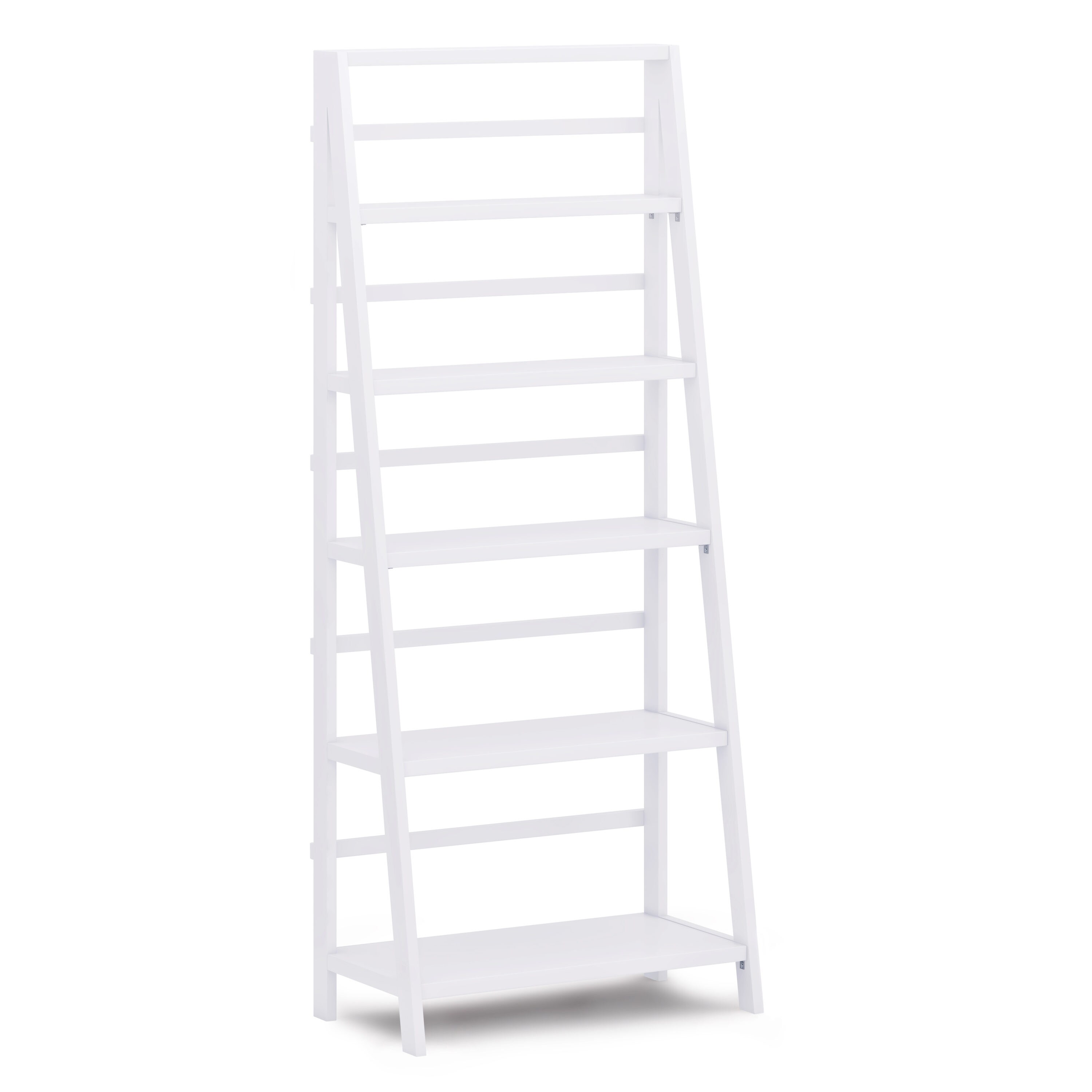 Simpli Home AXCACA09-WH Acadian White Wood 5-Shelf Bookcase (30-in W x 72-in H x 16.5-in D)