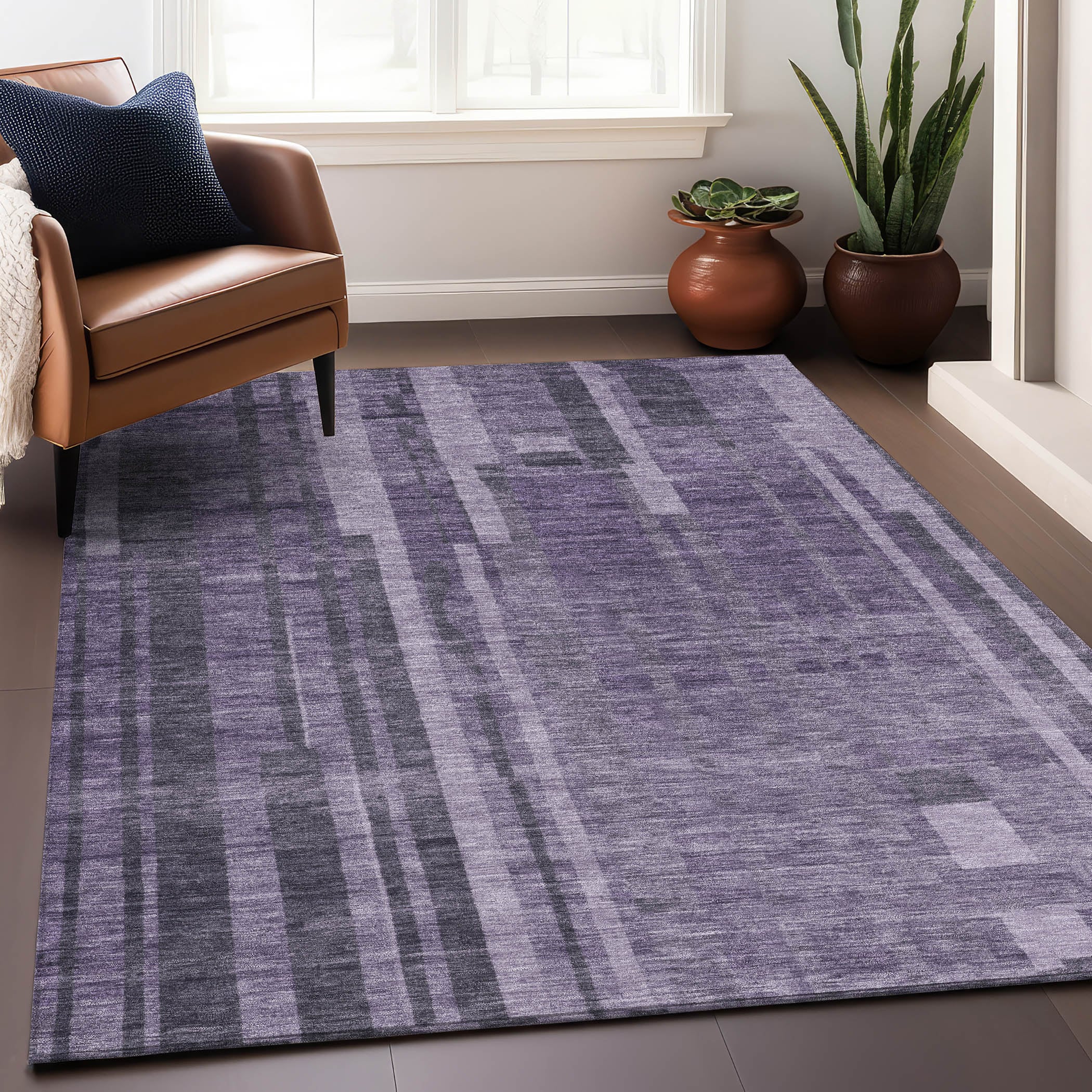 Addison Rugs ACN1063PP3X5 Chantille ACN1063PP 3 x 5 (ft) Polyester Purple Rectangular Indoor/Outdoor Geometric Machine washable Area rug