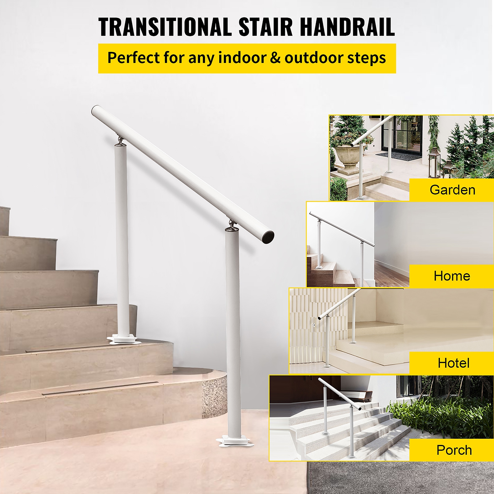 VEVOR 34 in White Outdoor Handrail 36-in x 34-in Aluminum Finished ...