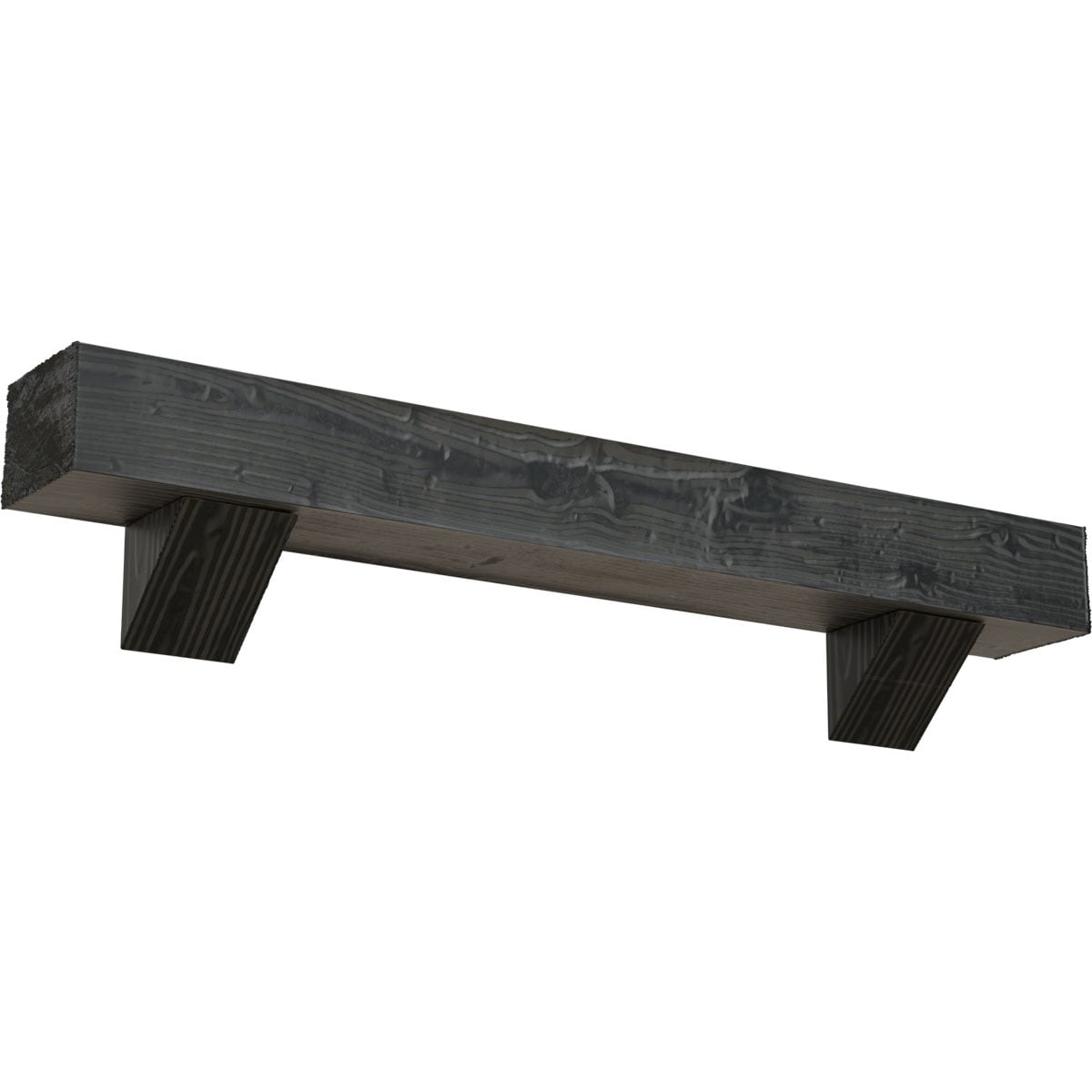 Ekena Millwork MANUSD04X06X72BKES 72-in W x 4-in H x 6-in D Ash (Aged) Hollow Urethane Rustic Fireplace Mantel