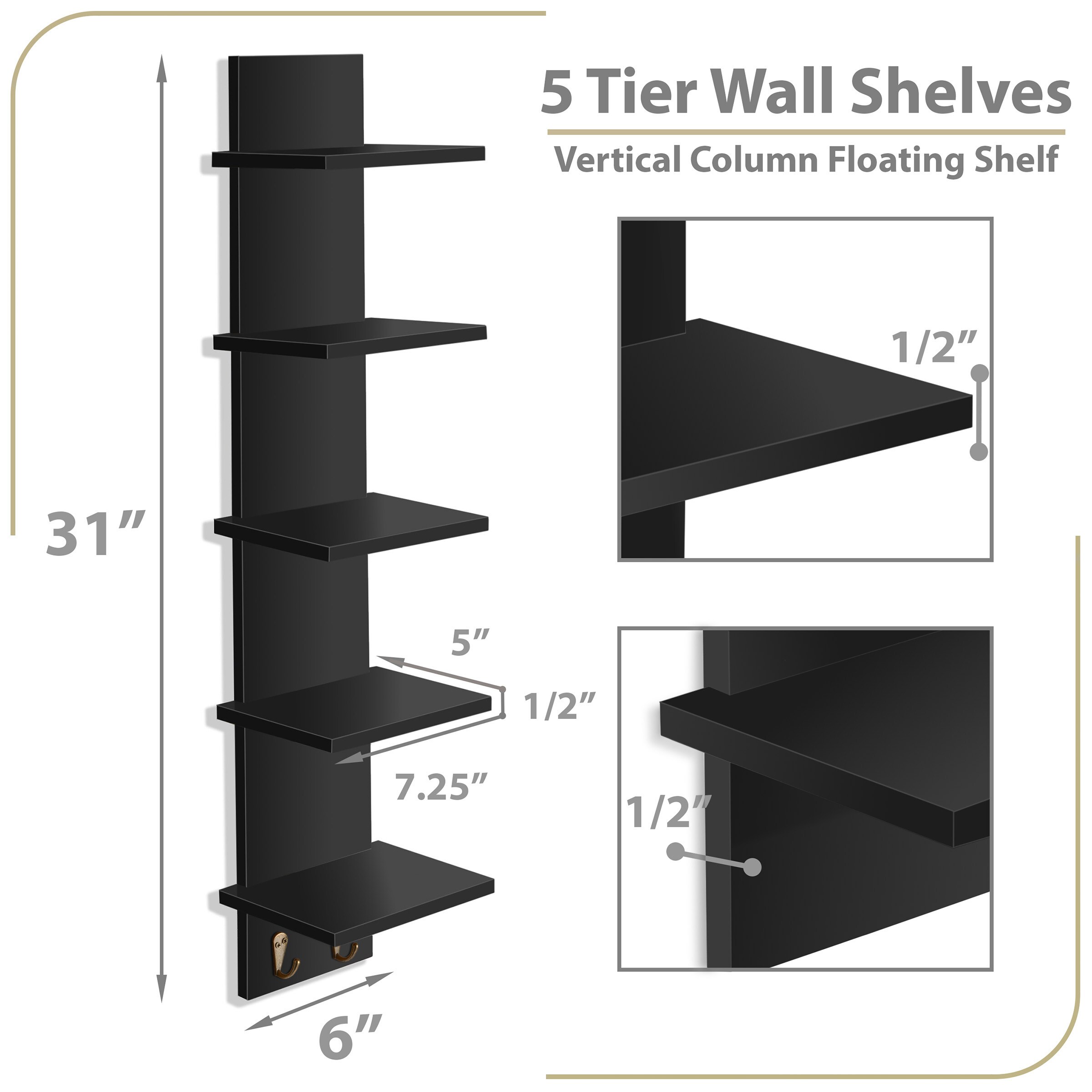 SORBUS 192405048135 Wall-Mounted-Shelving - View #3