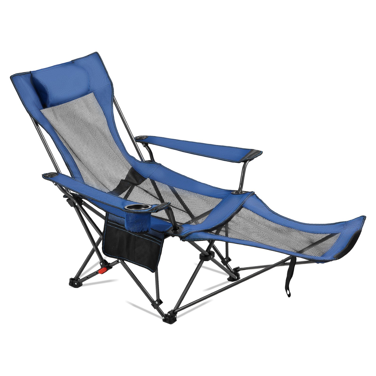 Mecale - Folding Reclining Beach and Camping Lounger Chair with Detachable Footrest 4 Position Lo...