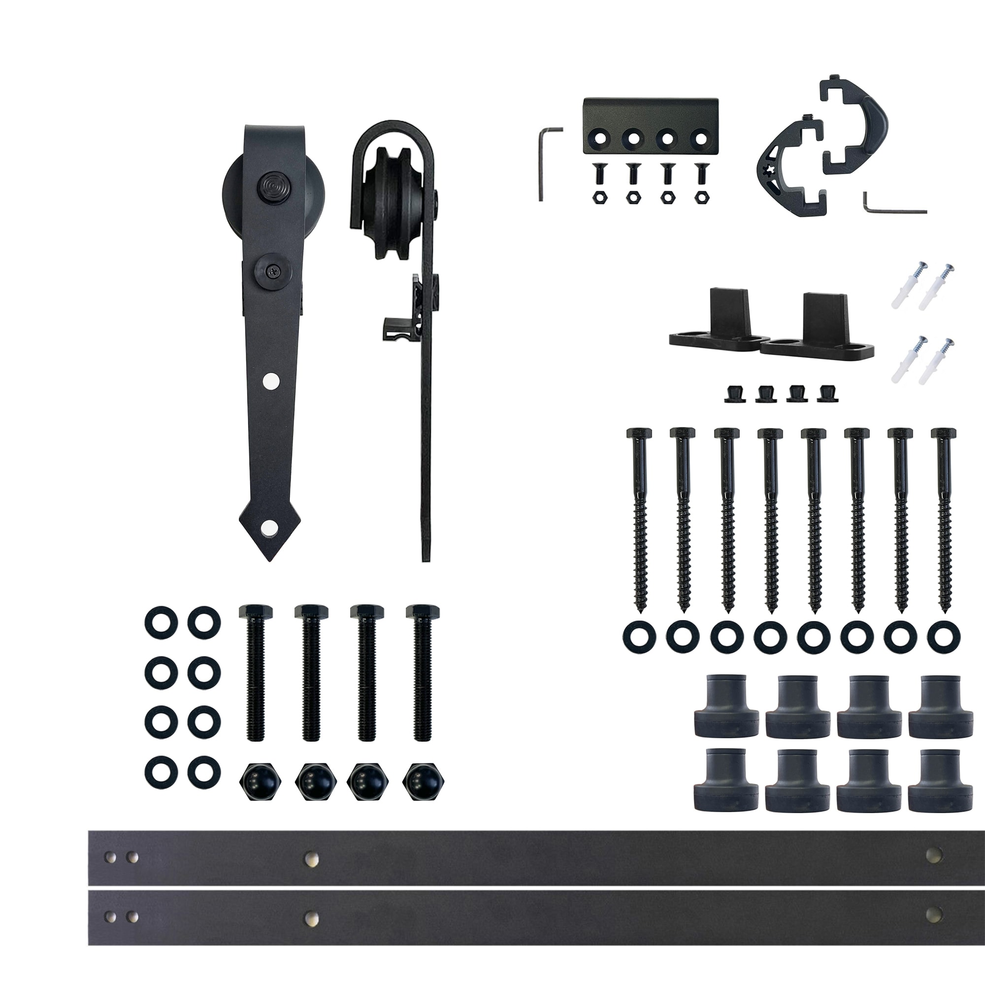 HOMACER JT1TGH132C 132-in Rustic black Black Indoor Arrow Single Barn door hardware kit