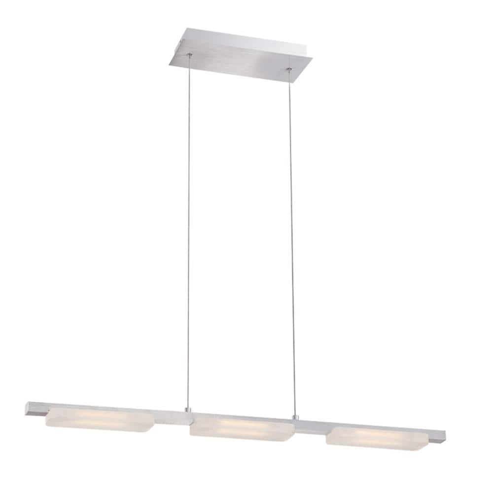Eurofase 28087-014 -Mile 3-Light Platinum Modern/Contemporary Linear LED Hanging Kitchen Island Light