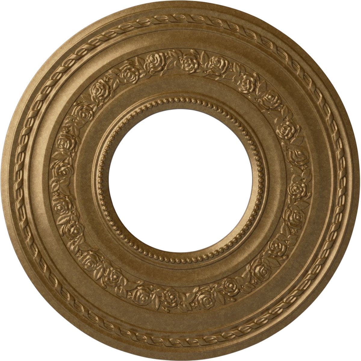 Ekena Millwork CM29ATPAS Anthony 29.375-in W x 29.375-in L Painted Pale Gold Polyurethane Whole Ceiling Medallion