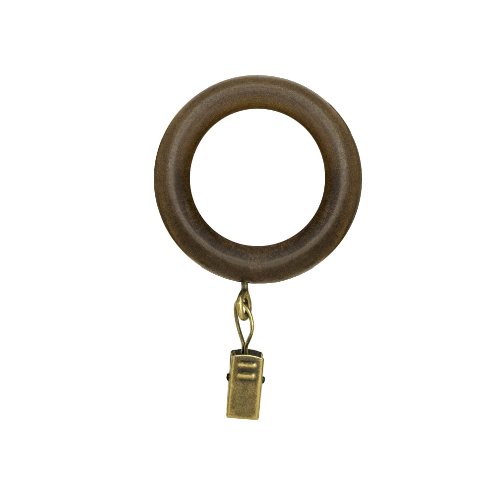 allen + roth 7-Pack Tobacco Wood Curtain Ring with Clip in the Curtain  Rings department at