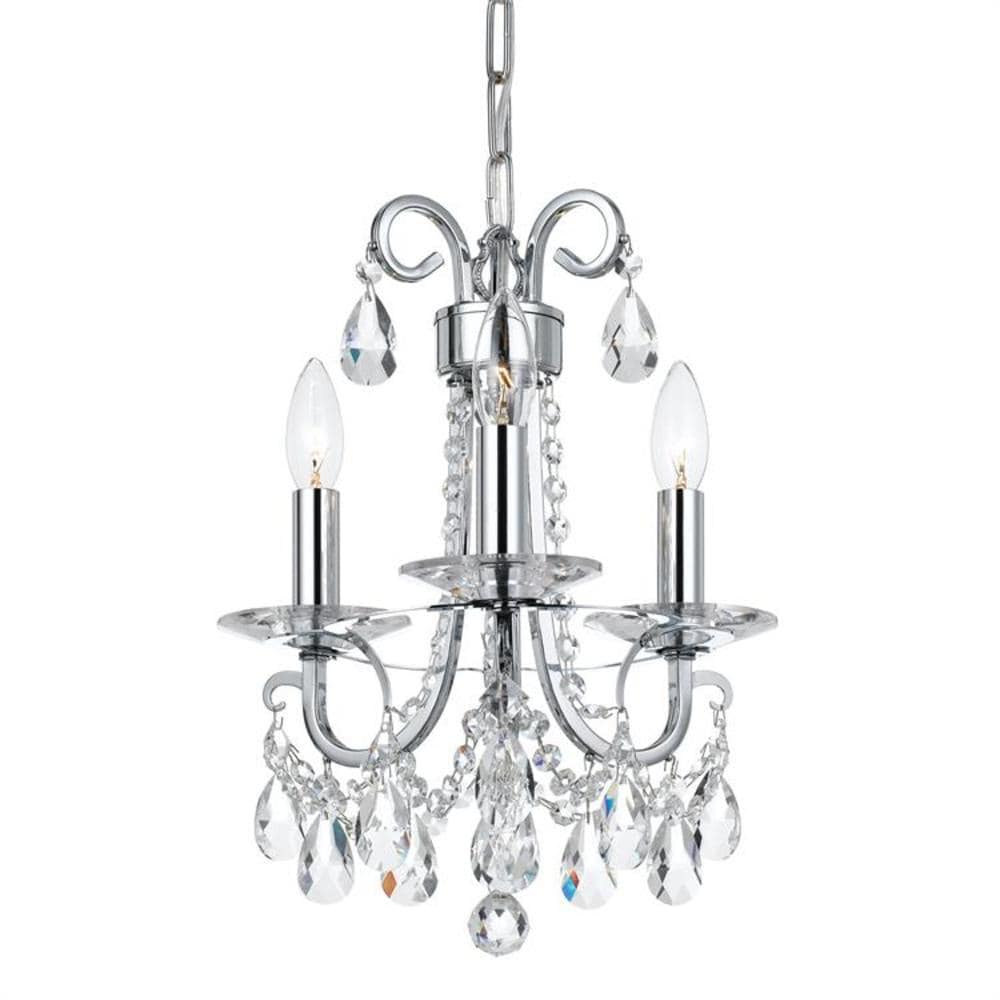 Crystorama 6823-CH-CL-SAQ Othello 3 -Light Polished Chrome Transitional Crystal For Use in Bedrooms, Dining Rooms, Foyers, Kitchens, Living Rooms Chandelier