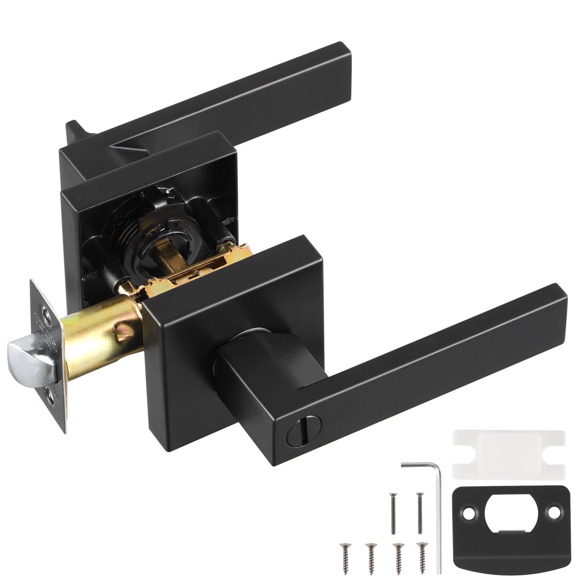 HyperDrop Cart Matte Black Square Door Lever Interior Reversible Privacy Door Handle 10 PCS
