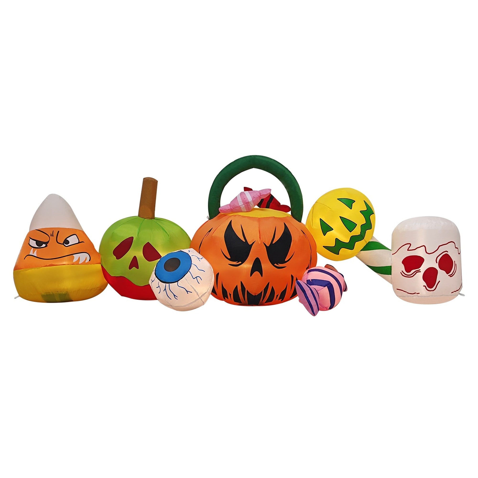 Wudkey 8 ft Long 7-LED Warm White Halloween Inflatable Pumpkin Ghost Scene Yard Decoration