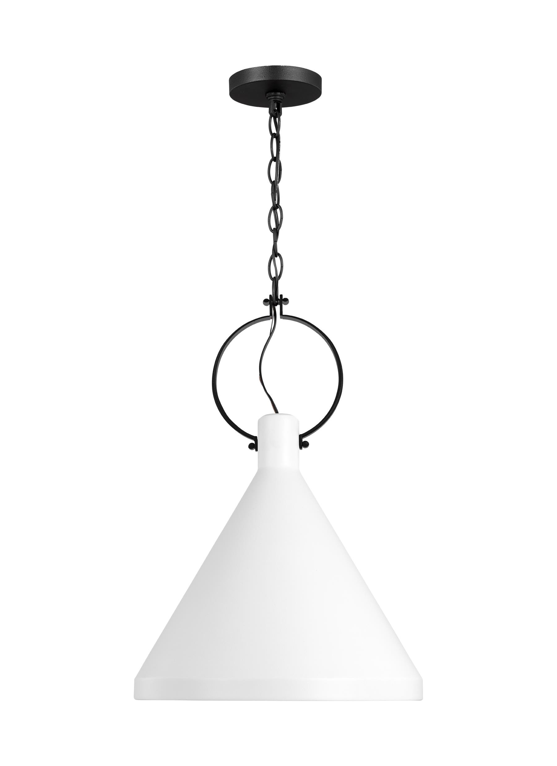 Generation Lighting 6684901EN3-115 Lyon 1 -Light Matte White Transitional Geometric Medium Hanging Pendant light