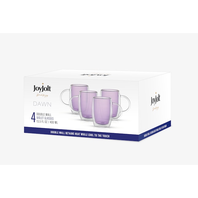 JoyJolt JoyFul 4 Kitchen Glass Food Mixing Bowls With Lids - Purple