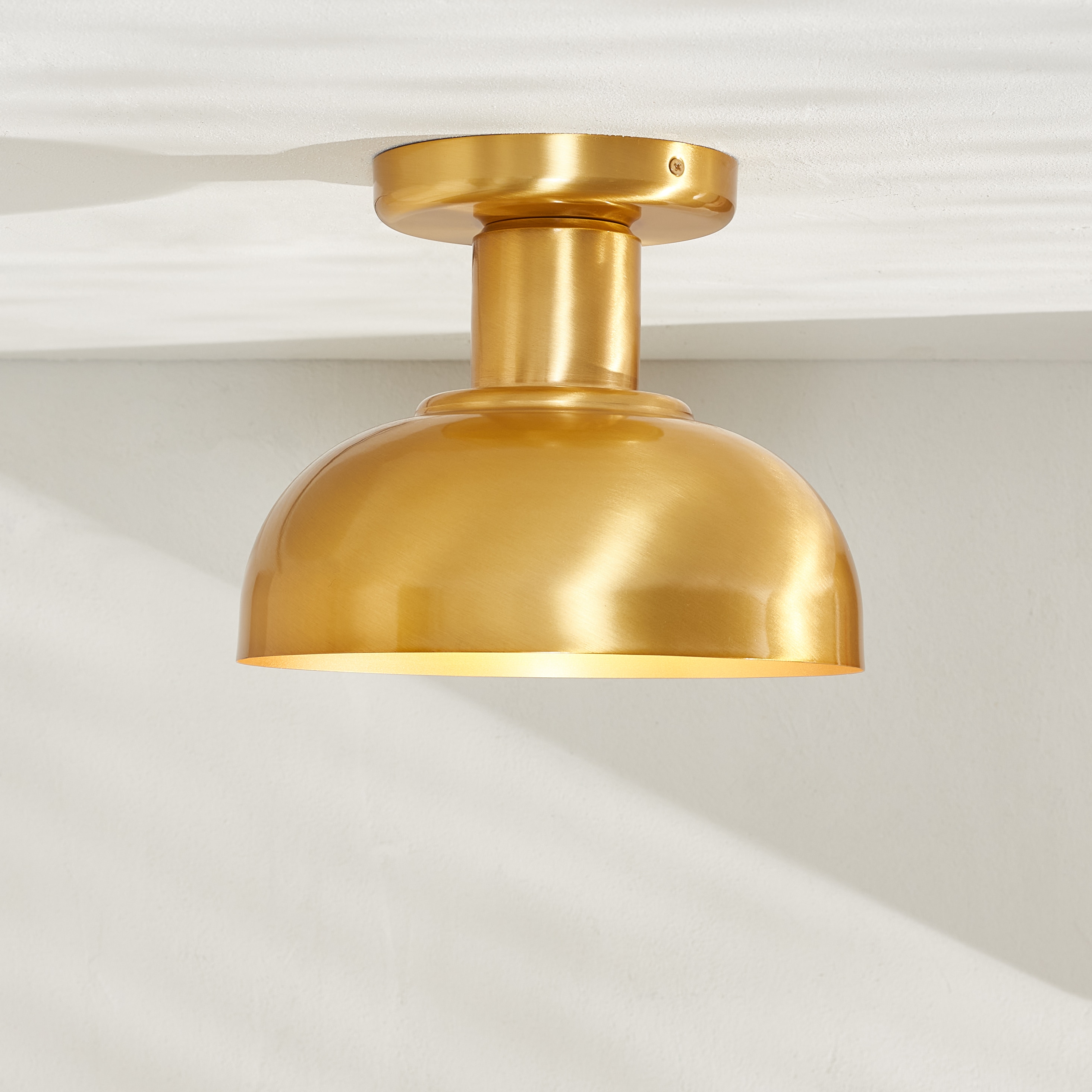 Helm 13" Brass and Glass LED Flush Mount Light