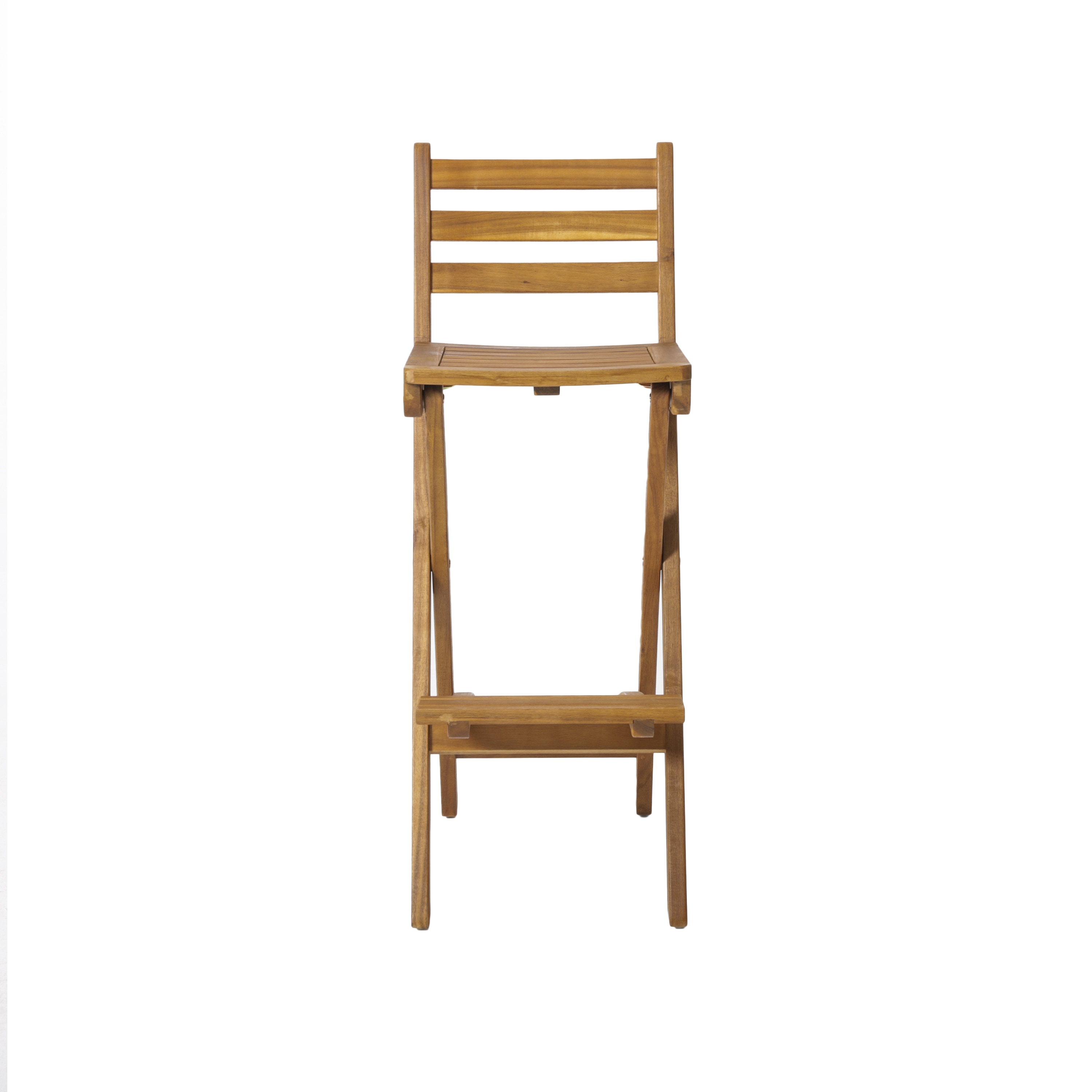 Tundra Stackable Teak Wood Frame Stationary Bar Stool Chair with Cushioned Seat | - Best Selling Home Decor 237595