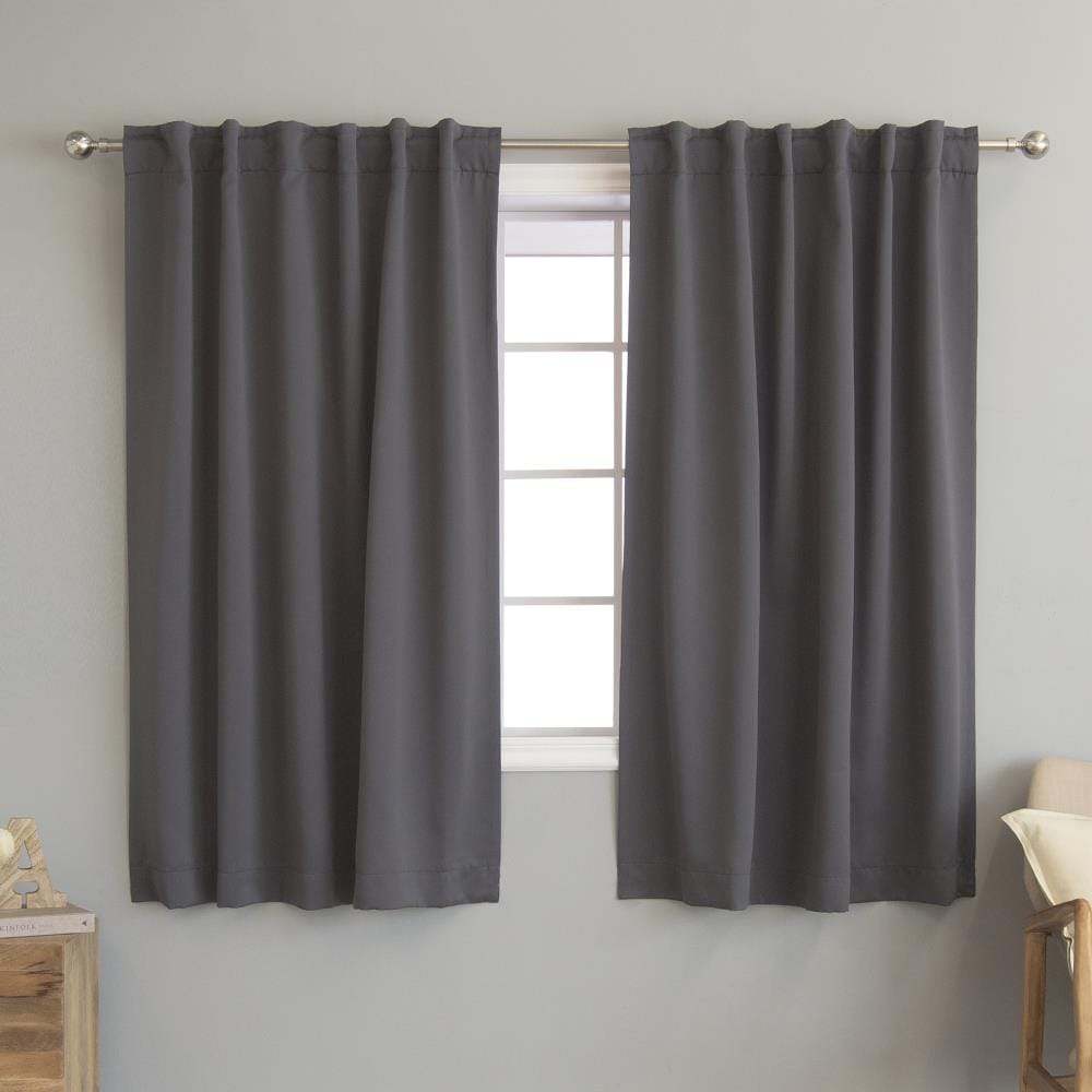 Best Home Fashion SOLID-63-DARK.GREY 63-Inches Dark Grey Blackout Back tab Curtain panel pair