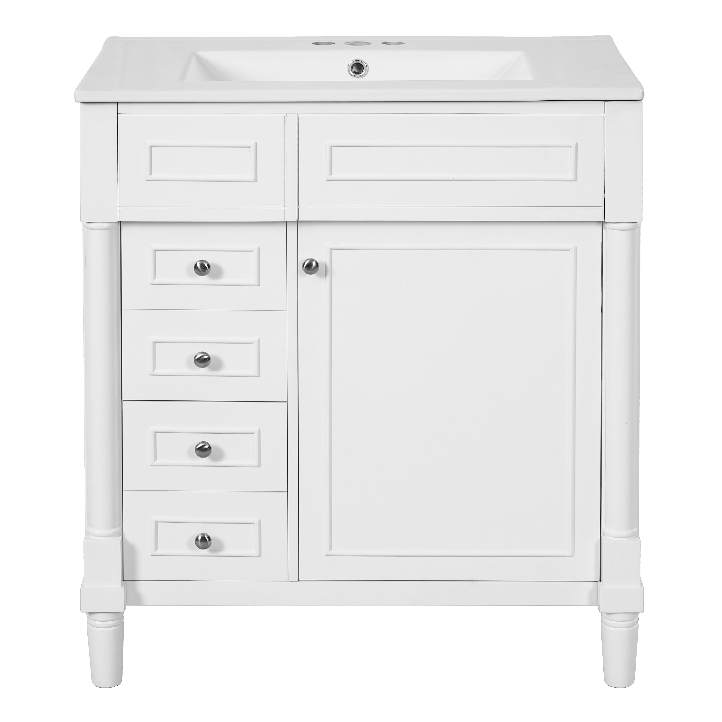 Iseryn FSD288938K 30-in White Undermount Single Sink Bathroom Vanity with White Ceramic Top