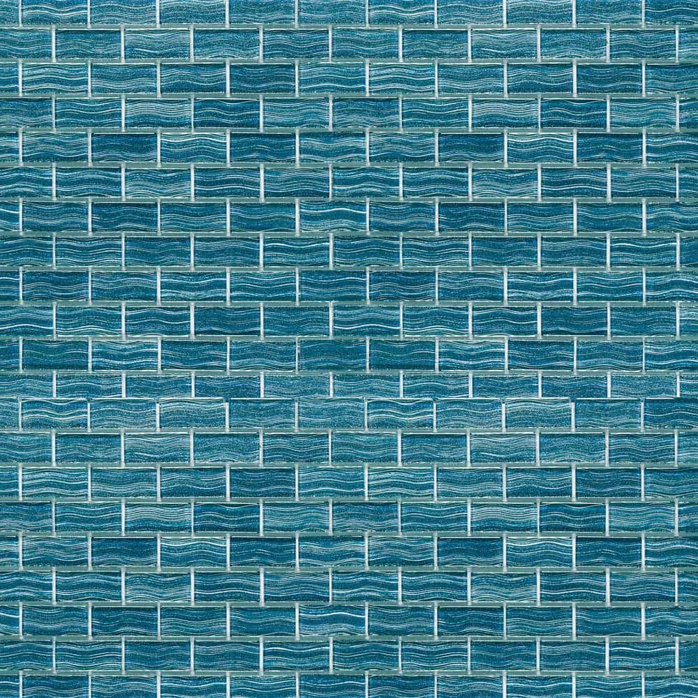 Elida Ceramica Tropics Teal 12-in x 12-in Glossy Glass Brick Wall Tile (10.648-sq. ft/ Carton)