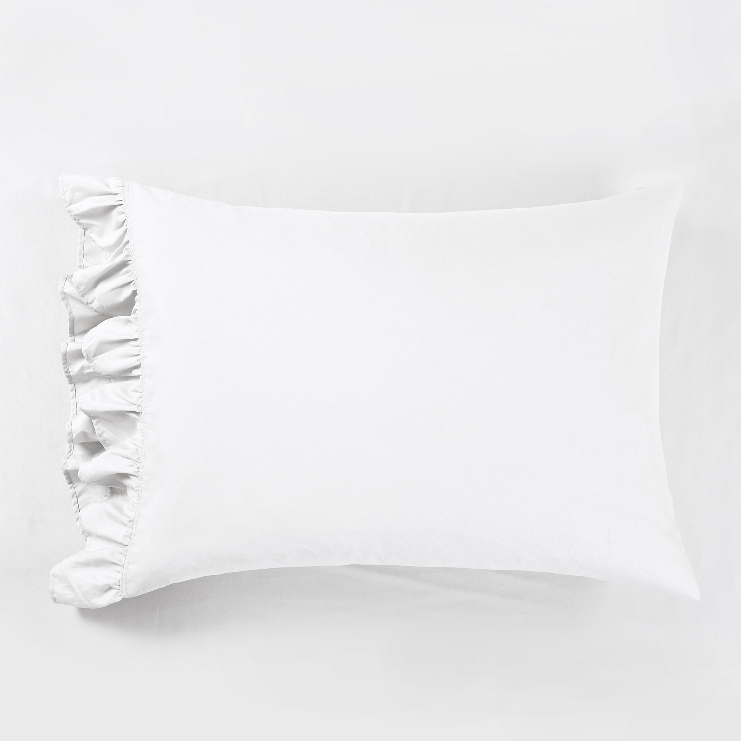 White Twin Ruffle Trim Microfiber Sheet Set