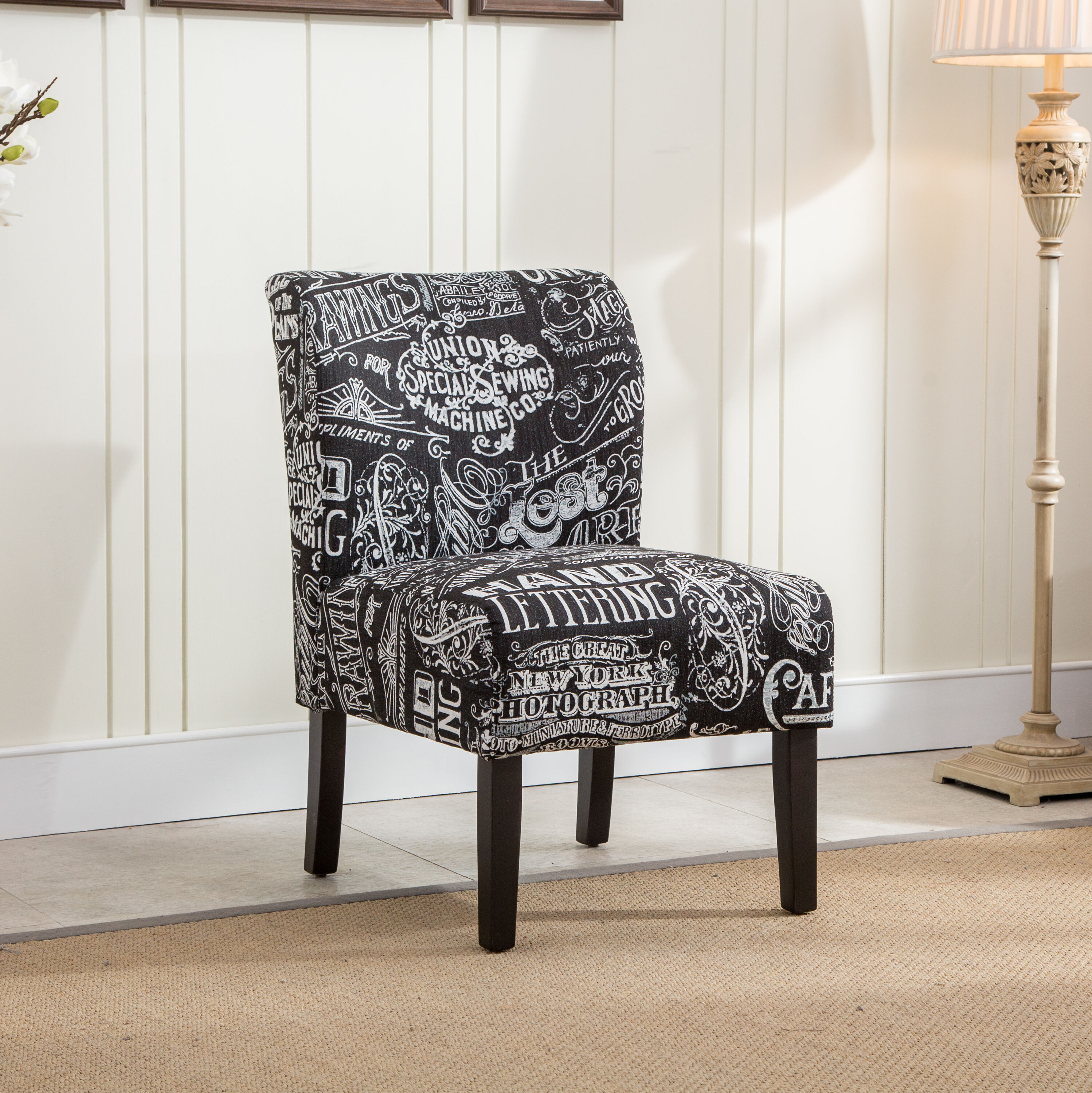 Roundhill Furniture AC115 Capa Casual Black Accent Chair