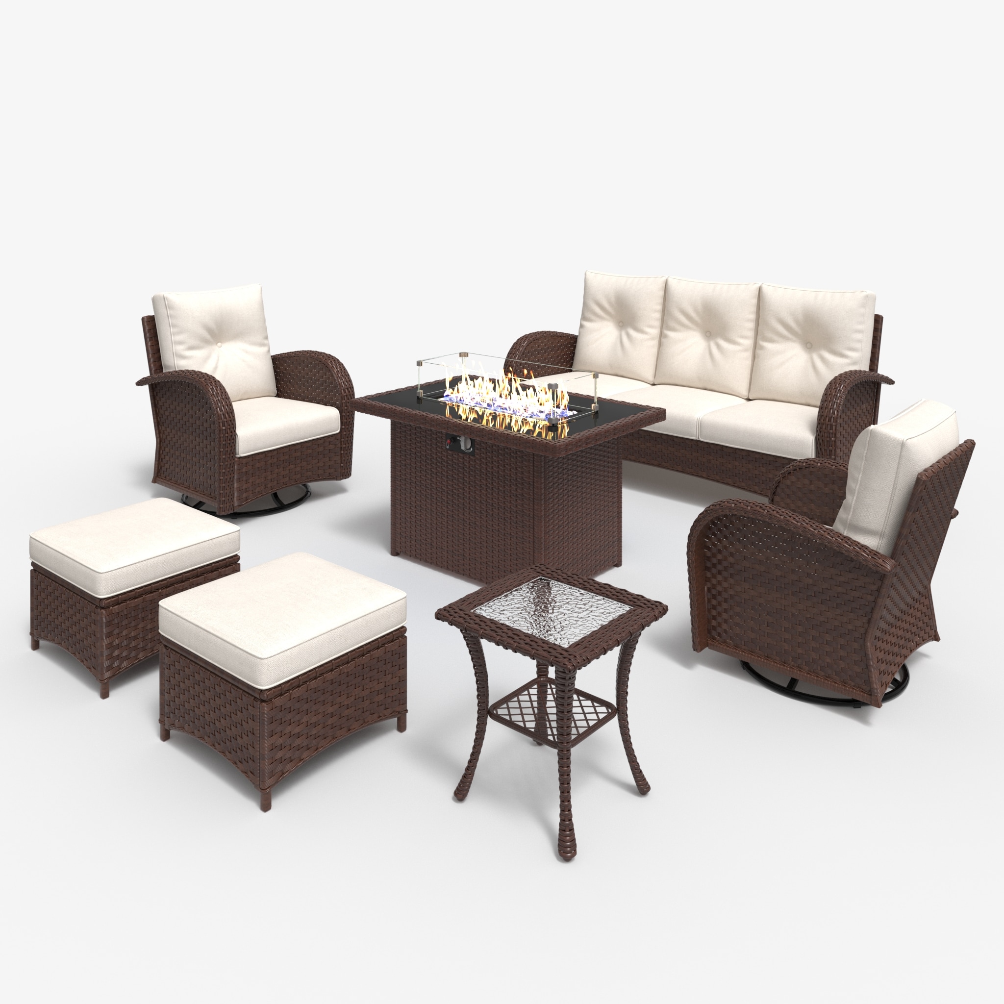 LayinSun FP7005A-BRBEIGE-7PWT Patio-Conversation-Sets - View #2