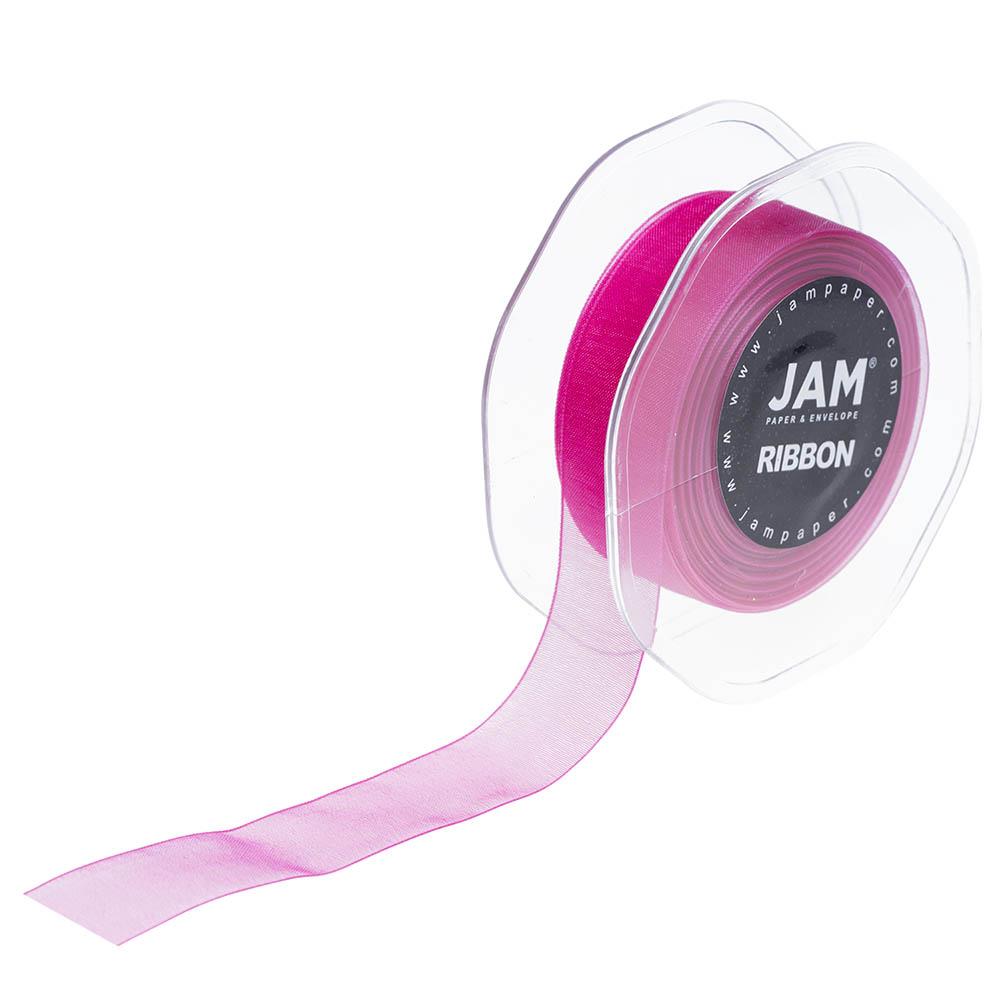 Jam Paper Double Faced Satin Ribbon - 1 1/2 x 25 Yards - Shocking Pink - Sold Individually