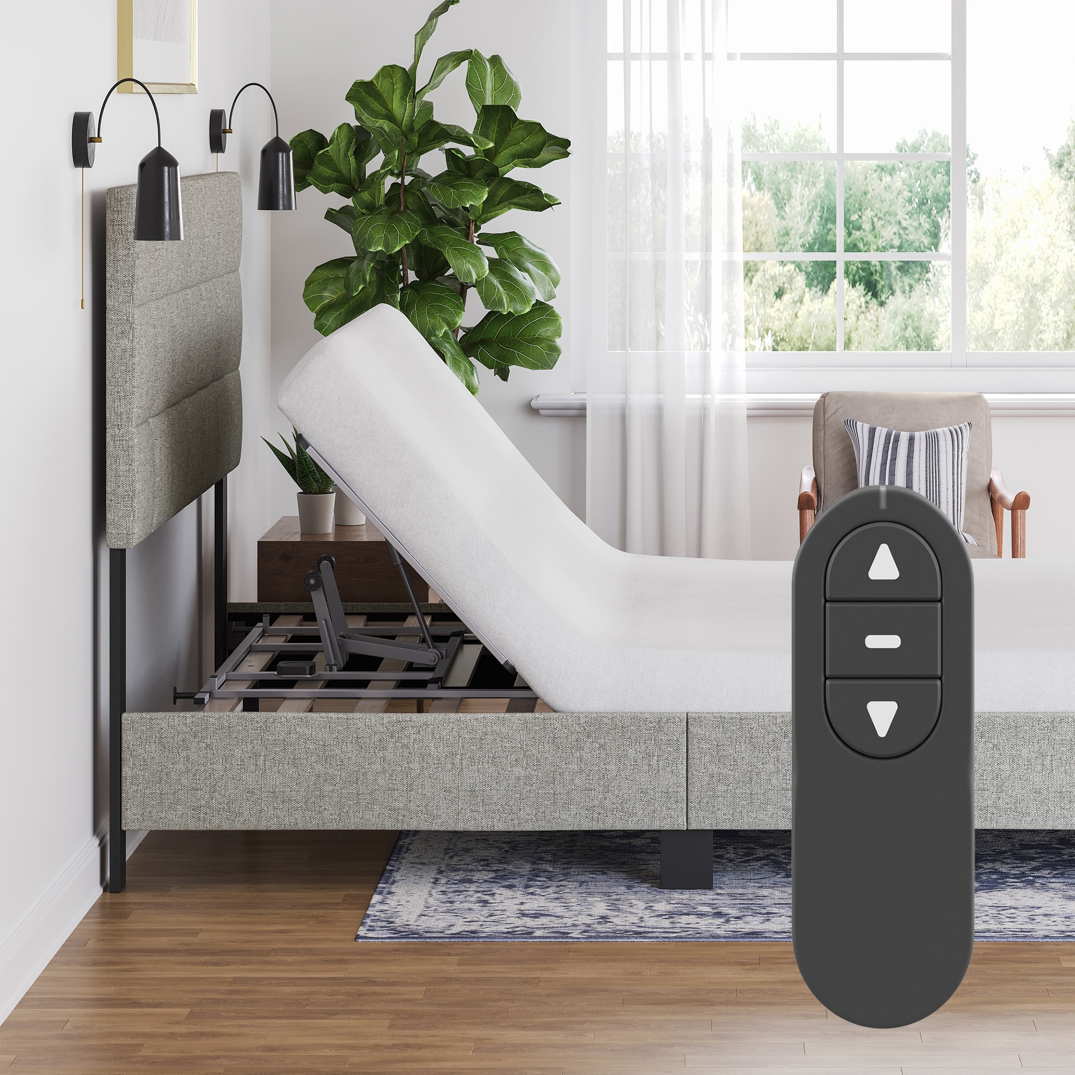 Boyd Sleep NBUL100FSCK Adjusta-Flex Power Adjustable Head Lift Base with Wireless Remote Control - Bed Recliner with Anti-Snore  Reading  Work Positions - 10 Minute Assembly