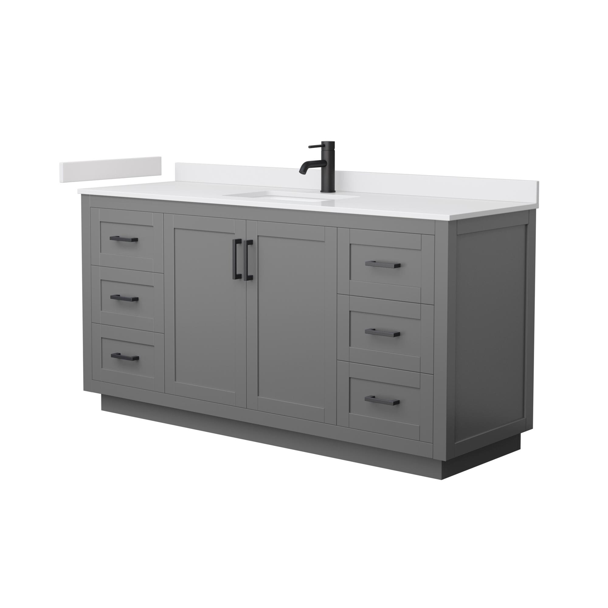 Miranda 66'' Dark Gray Single Bathroom Vanity with Marble Top