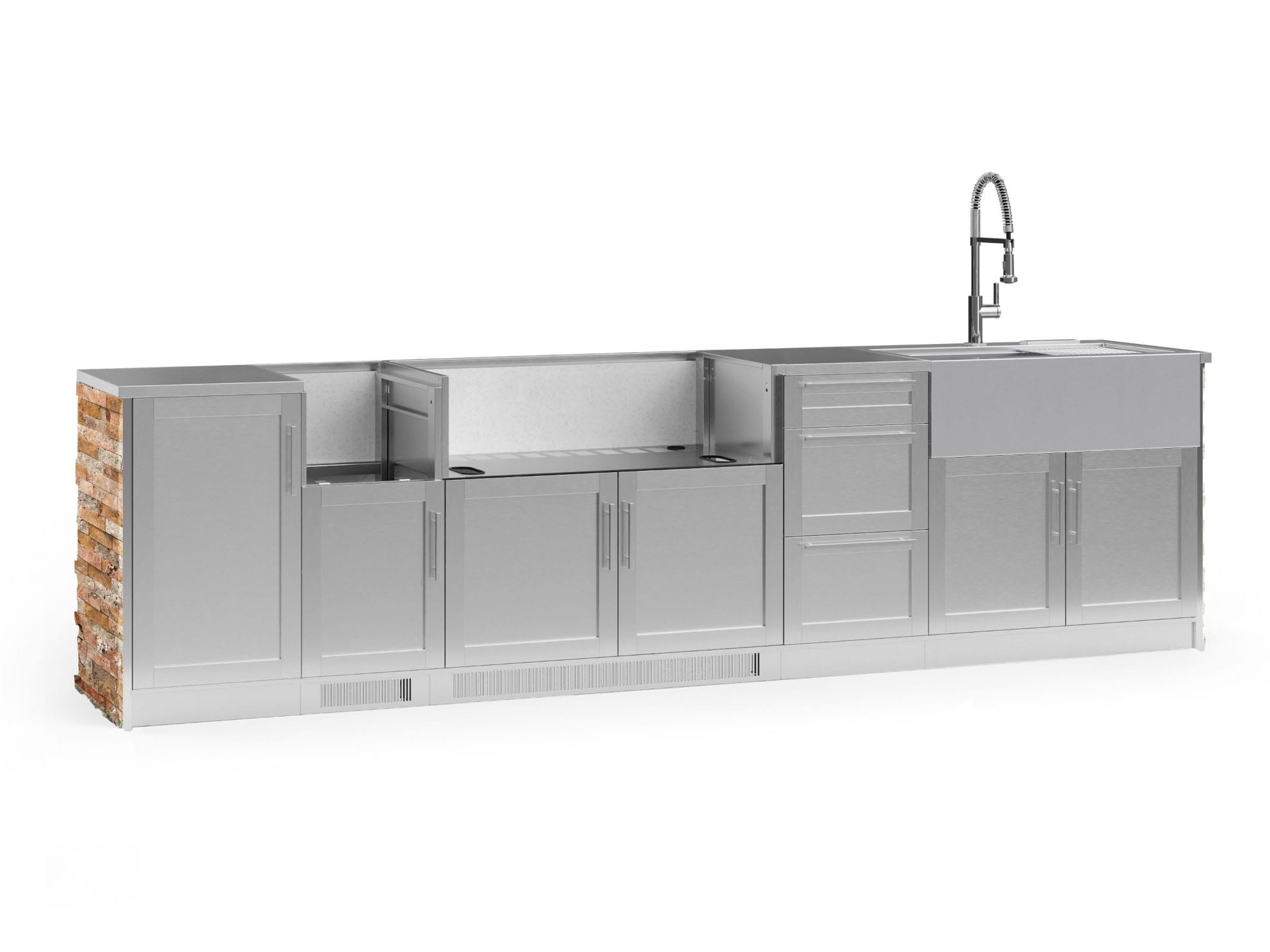 NewAge Products 69190 Signature Series Stainless Steel 10 -Piece 131.16-in W x 25.5-in D x 58.64-in H Modular Outdoor Kitchen Set