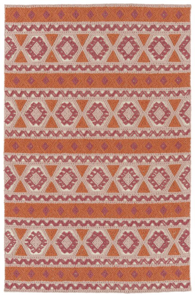 Kaleen Ayrlies Garden 3 x 5 Pink Indoor/Outdoor Geometric Global Handcrafted Throw Rug