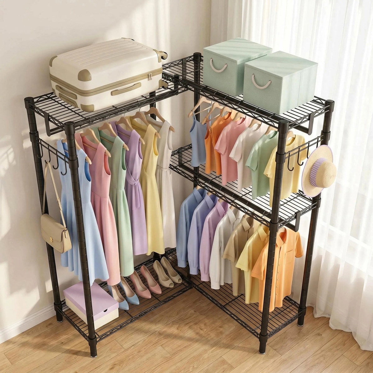 Streamdale Furniture Streamdale L-Shaped Heavy Duty Corner Garment
