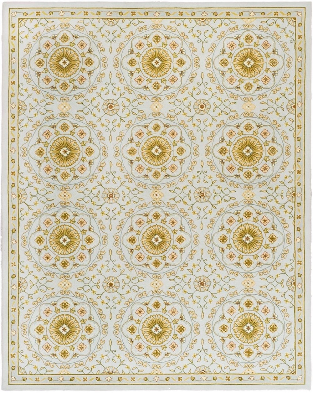 Handmade Blue Floral Wool 6' x 9' Tufted Rug