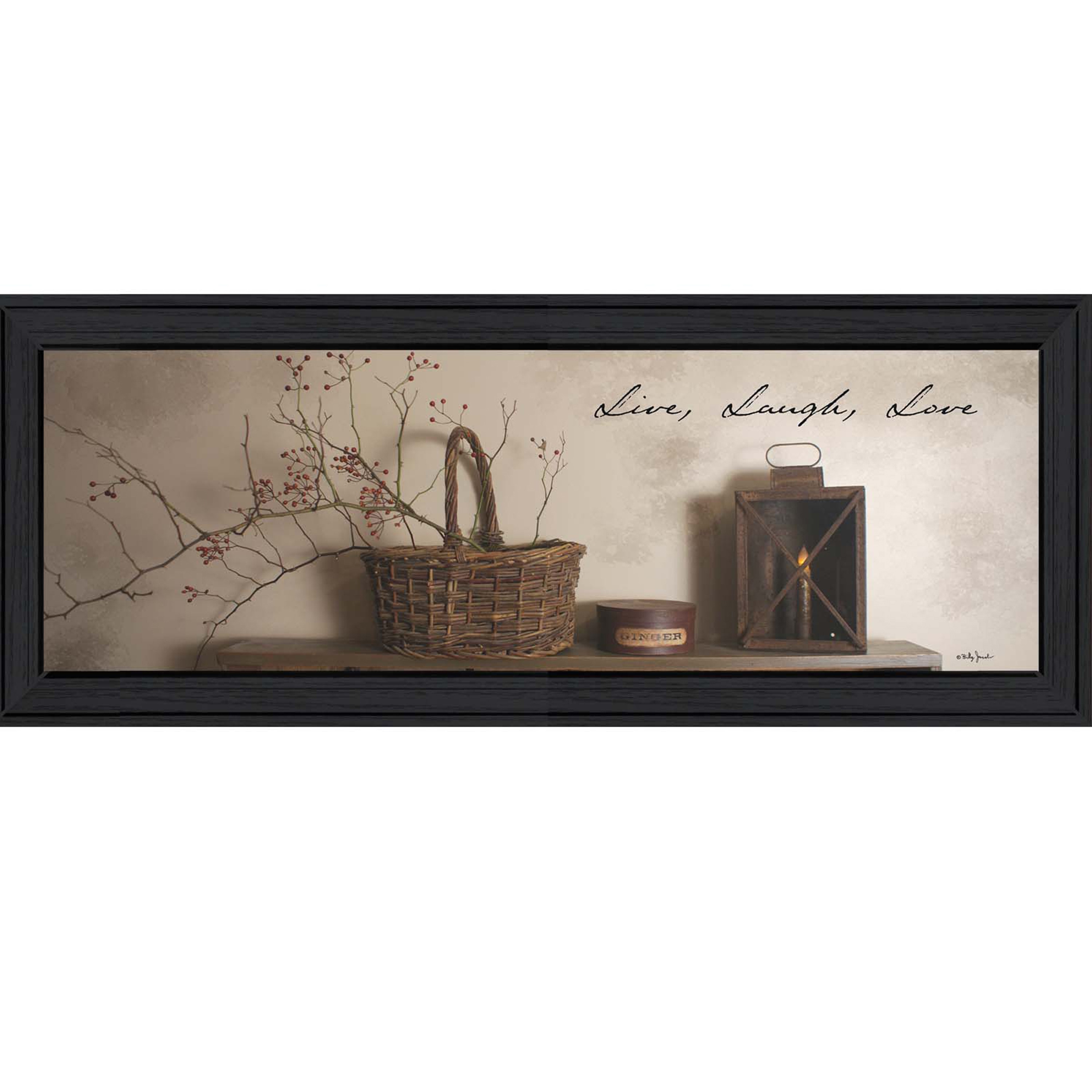 Trendy Decor 4U BJ800-405 Live, Laugh and Love Billy Jacobs Black Wood Framed 38-in H x 14-in W Vintage/Retro Paper Print