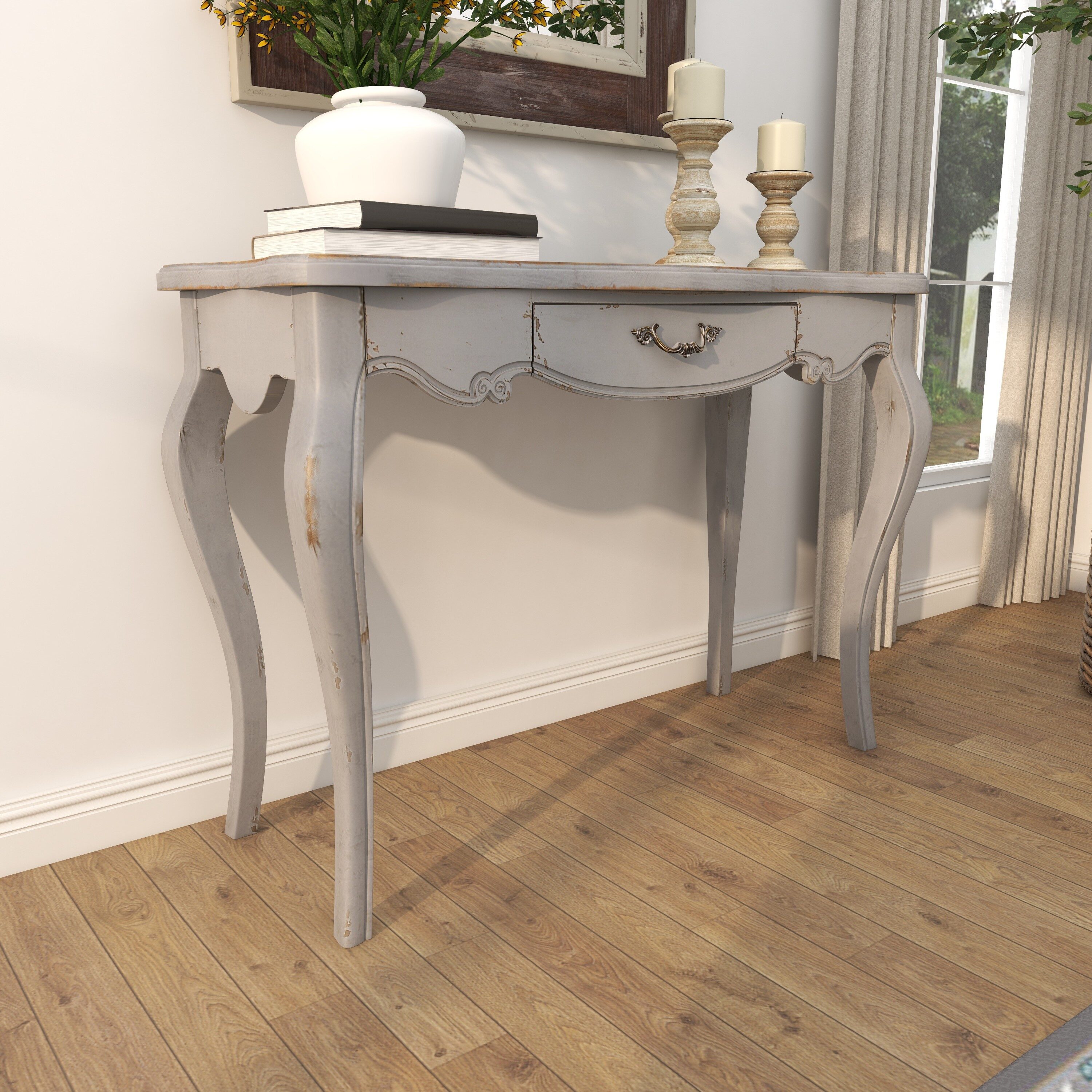 Grayson Lane 56565 Farmhouse Gray Single Drawer Console Table