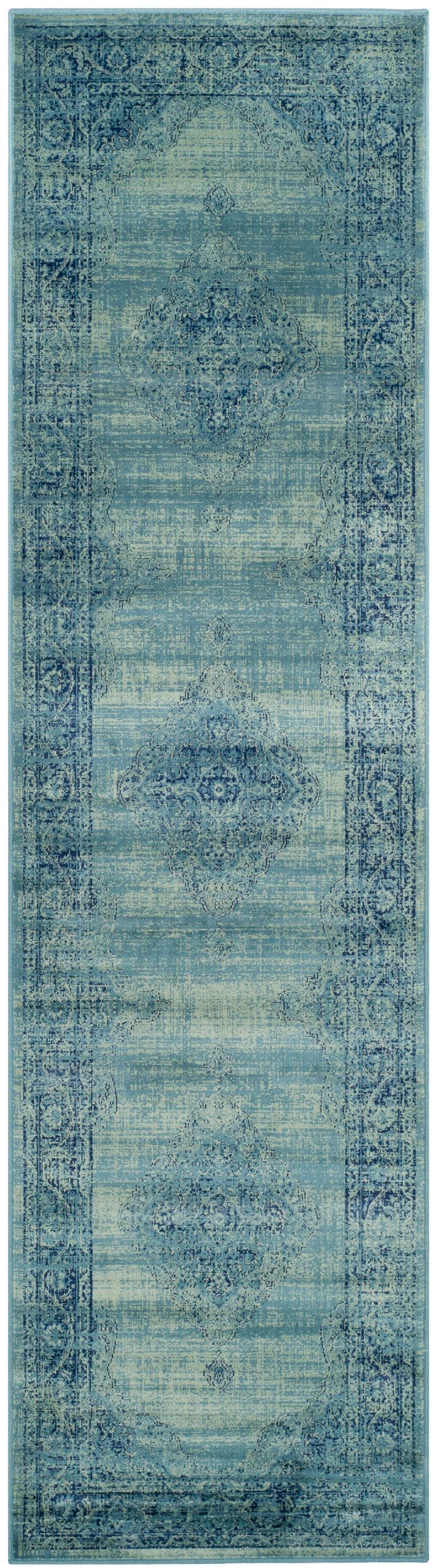 Safavieh VTG112-2220-214 Vintage Mezra 2 x 14 (ft) Loomed Synthetic Turquoise/Multi Rectangular Indoor Distressed/Overdyed Vintage Runner rug