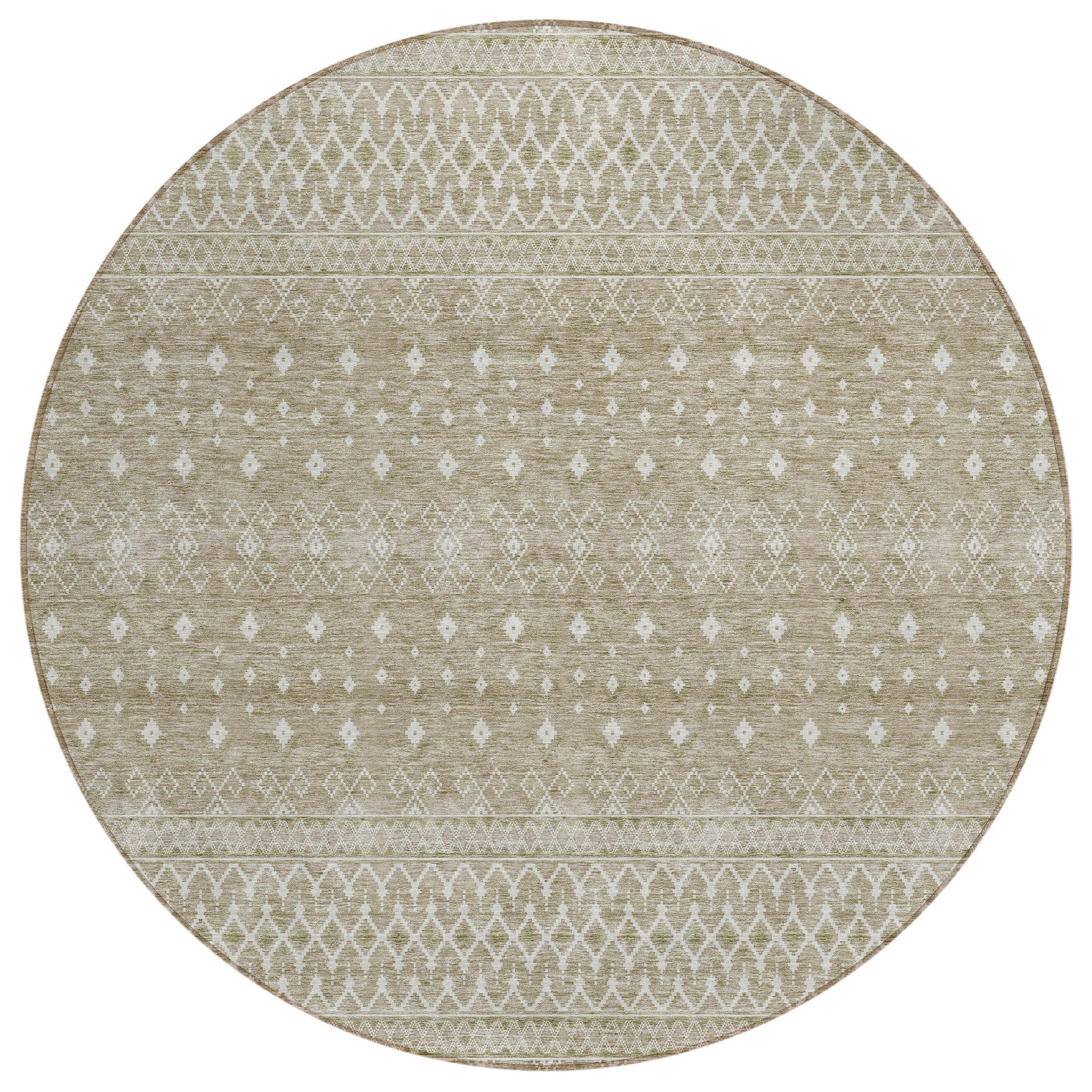Addison Rugs ACN709TP8RO Chantille ACN709TP 8 x 8 (ft) Polyester Taupe Round Indoor/Outdoor Geometric Machine washable Area rug