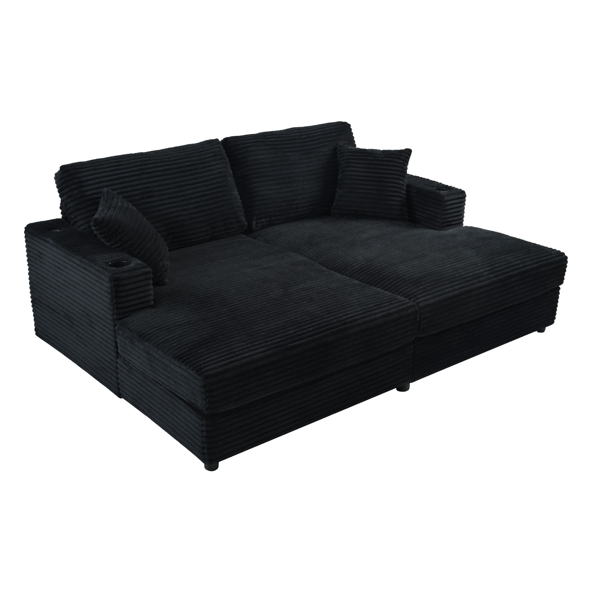 Bybafun YA3700459 86.5-in Modern Sofa Bed Black 2 -seater Loveseat