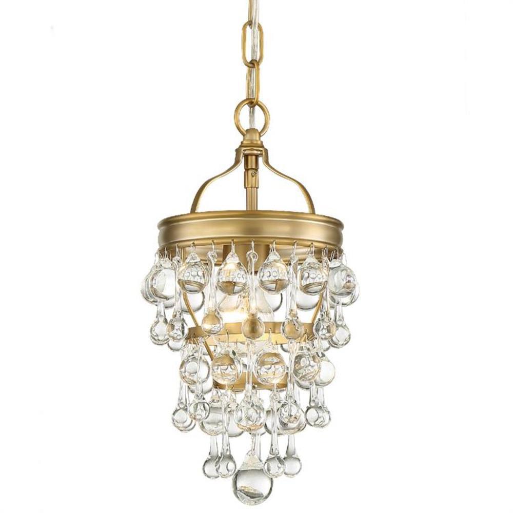 Crystorama Calypso 1 Light Vibrant Gold, Mini Gold And Crystal Chandelier